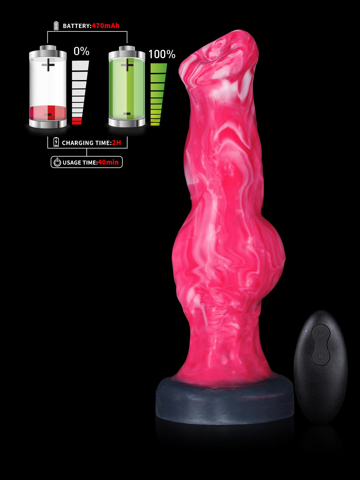 9 Inch Red Fantasy Dog Cock Anal Vibrating Dildo