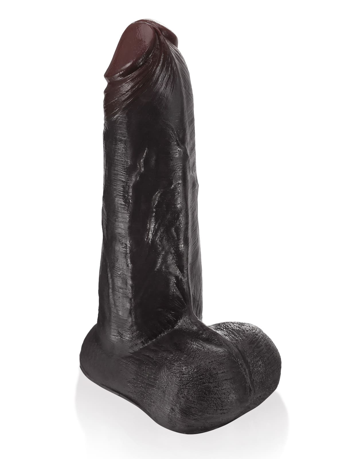 Luke 8.7" Black Sliding Skin Realistic Silicone Dildo with Balls, Suction Cup & Vac-U-Lock Compatible