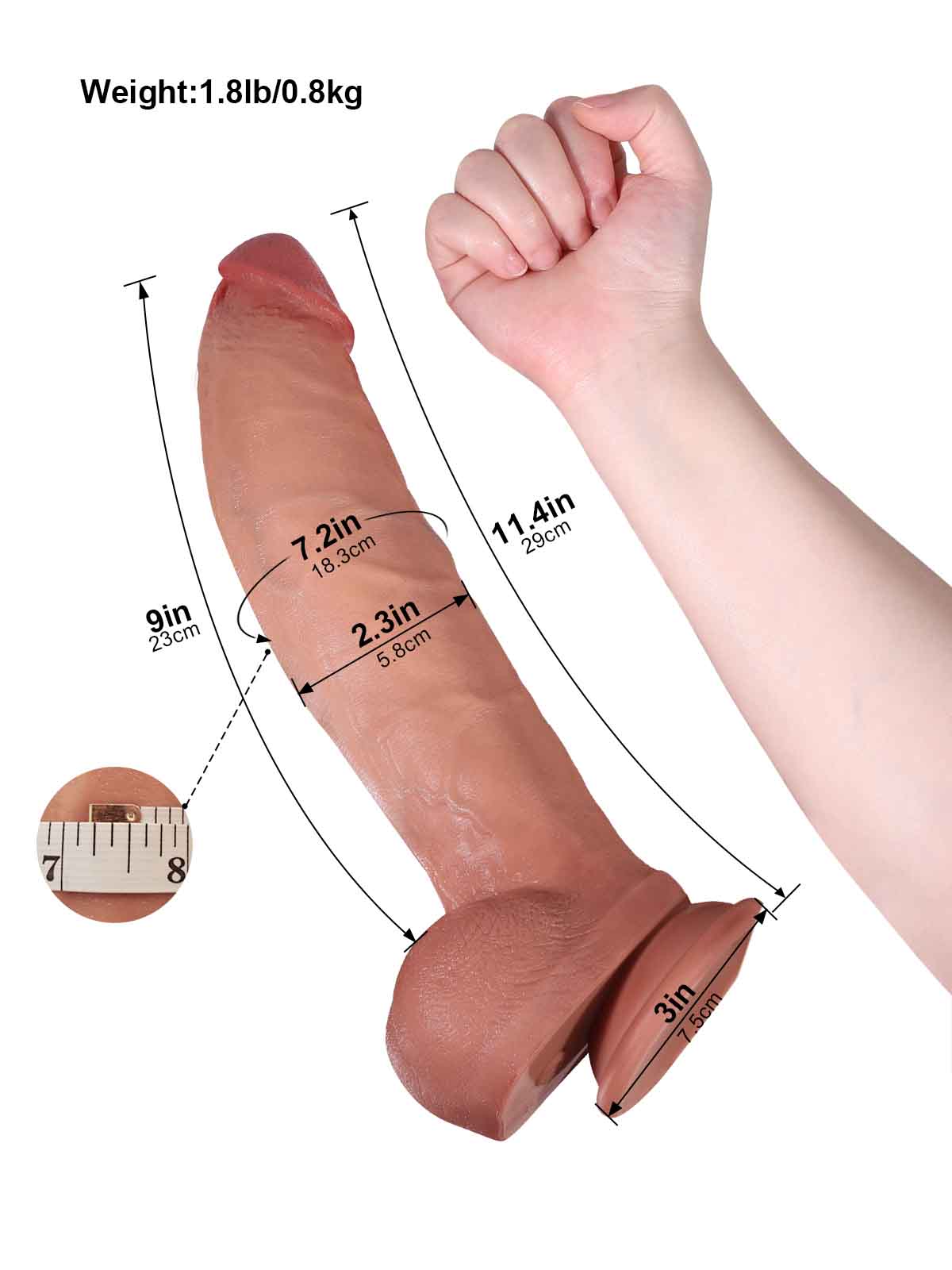 Adrian 11.4 Inch Realistic Thick Vibrating Dildo