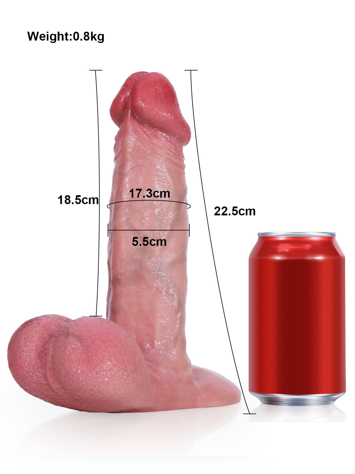 Ben 8.8 Inch 3D Thick Dildo With Swinging Balls & Vac U Lock Suction Cup