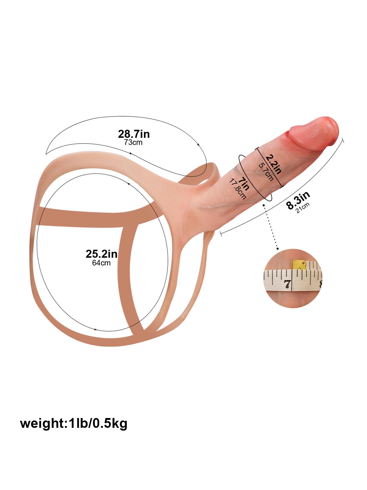 Blade 8.3 Inch Wearable Hollow Strap-On Dildo ED Cock Sleeve