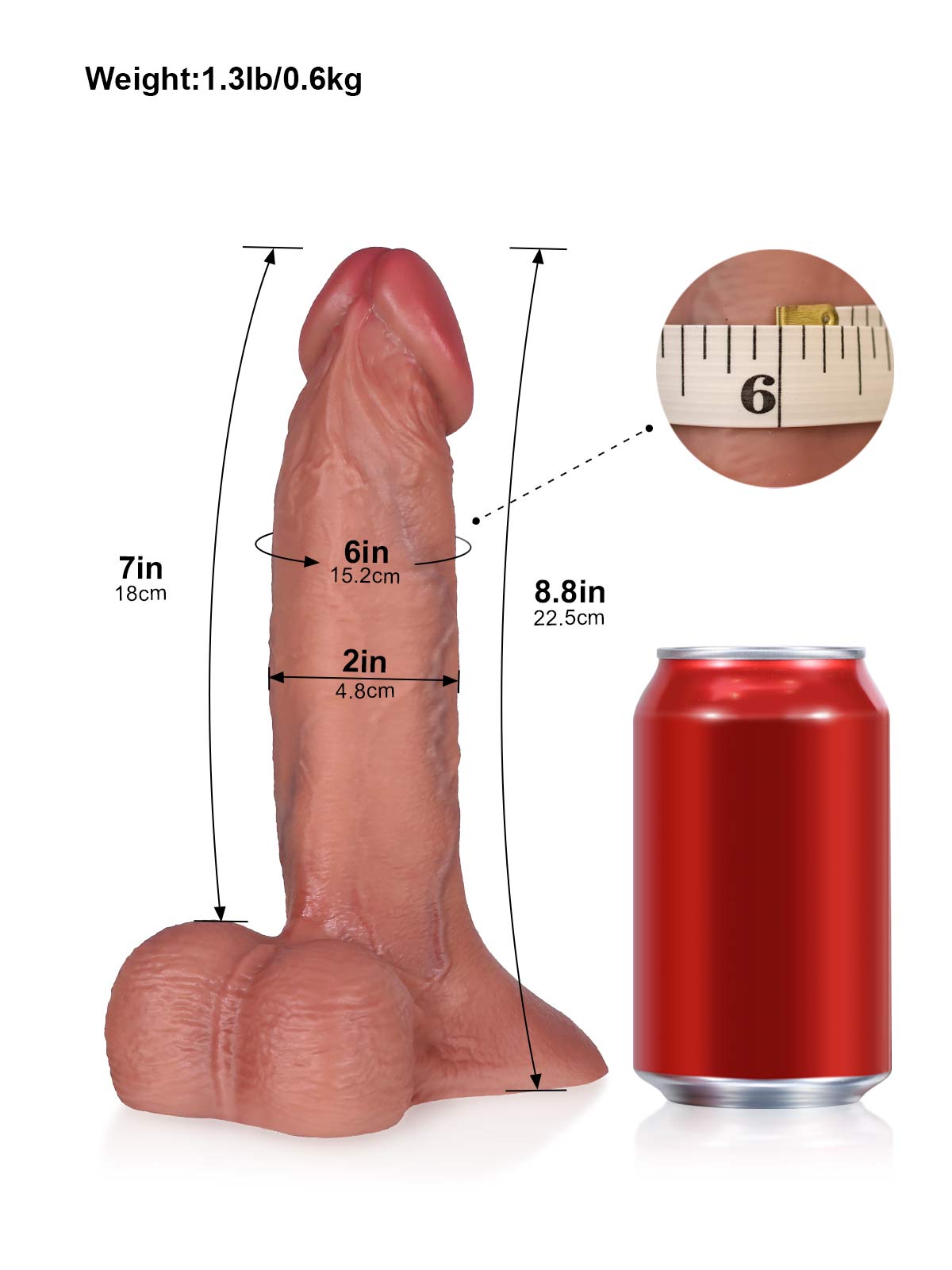 Brad 8.7 Inch Realistic Thick Dildo Vac-U-Lock Compatible