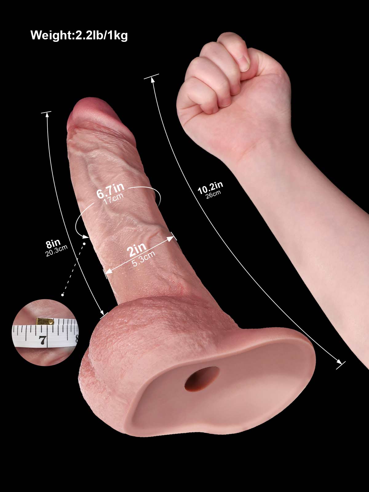 Bruce 10.2 Inch Flesh Thick Realistic Dildo Vac-U-Lock Compatible