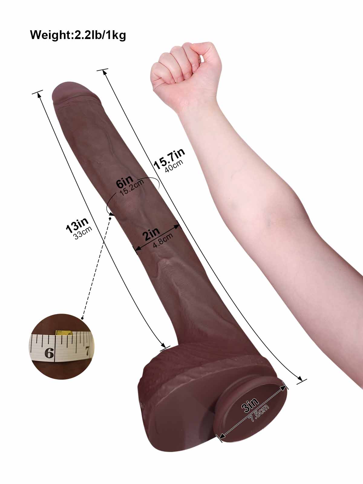 Chris 15.7 Inch Long Thin Realistic Dildo