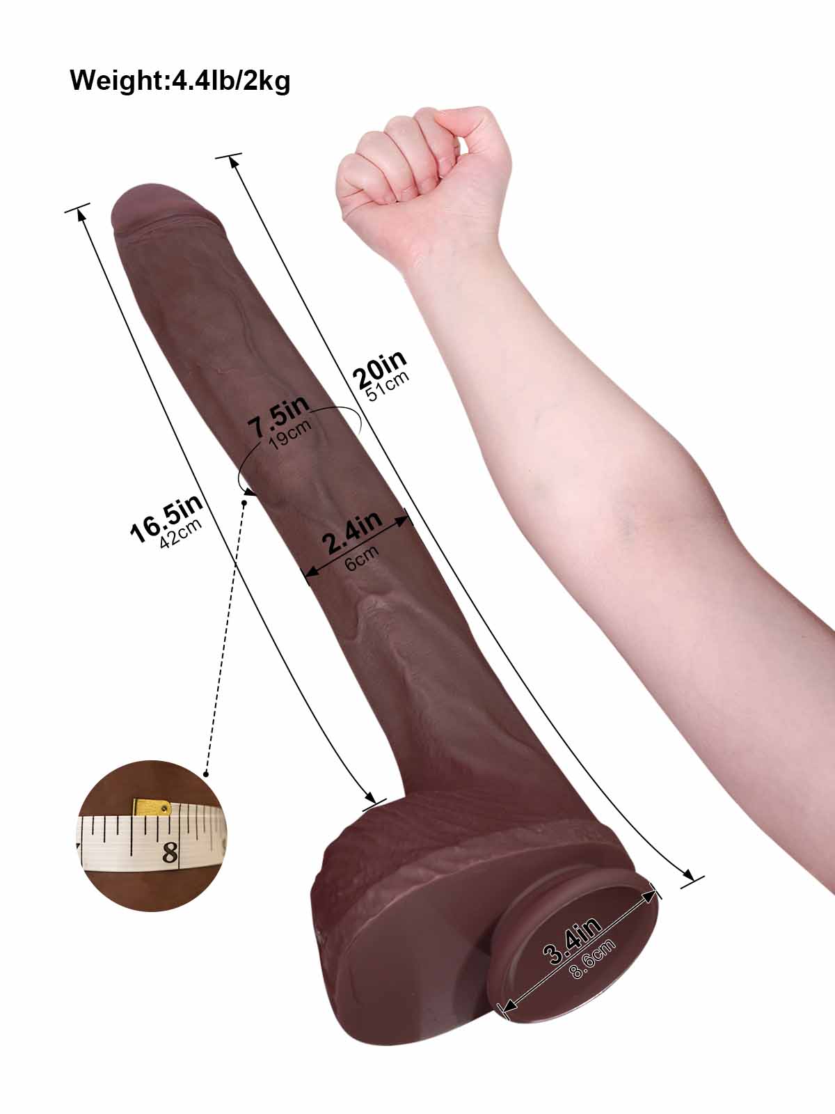 Chris 20 Inch Long Realistic Dildo