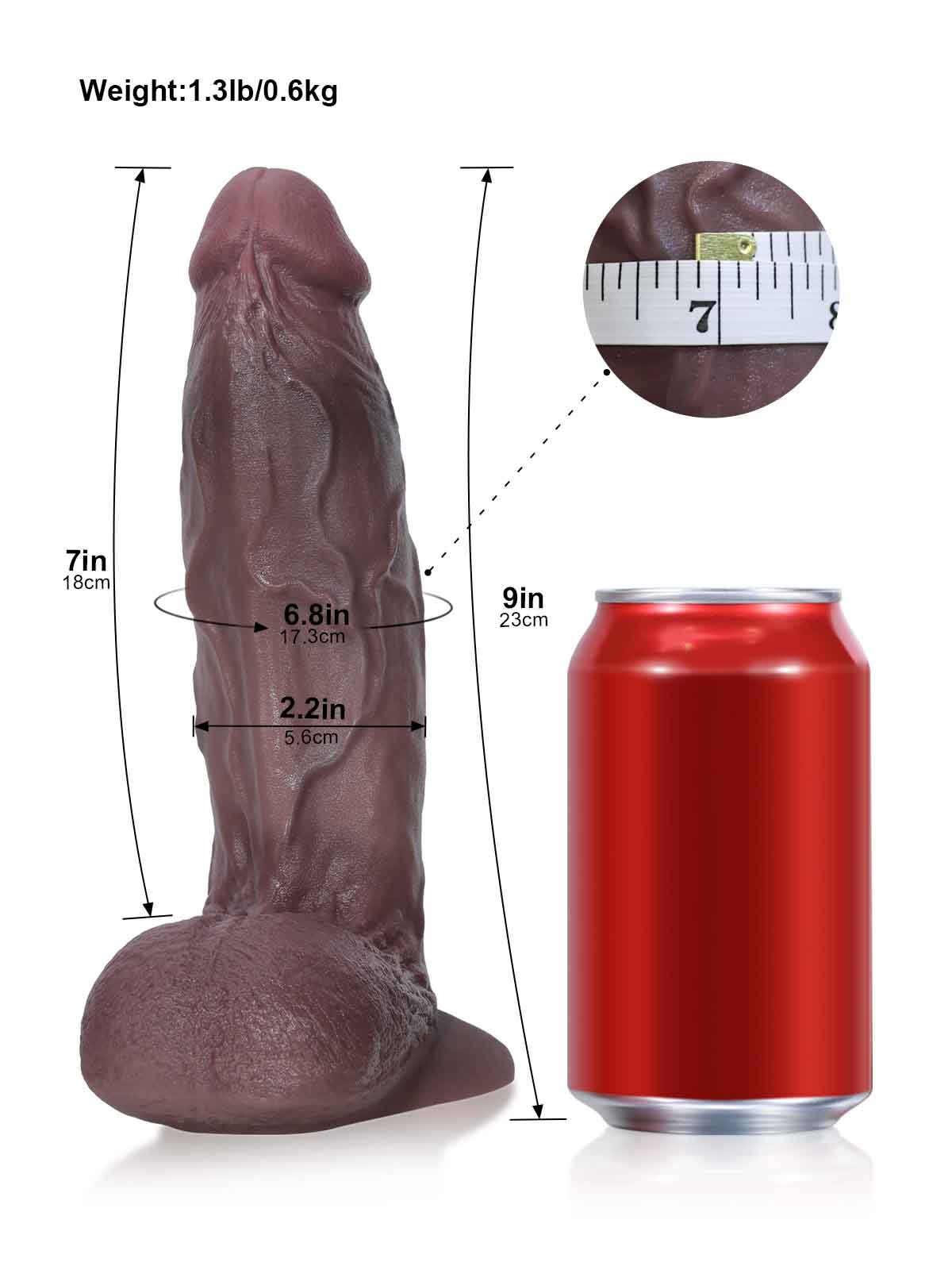 Clark 8.7 Inch Brown Thick Realistic Dildo Vac-U-Lock Compatible