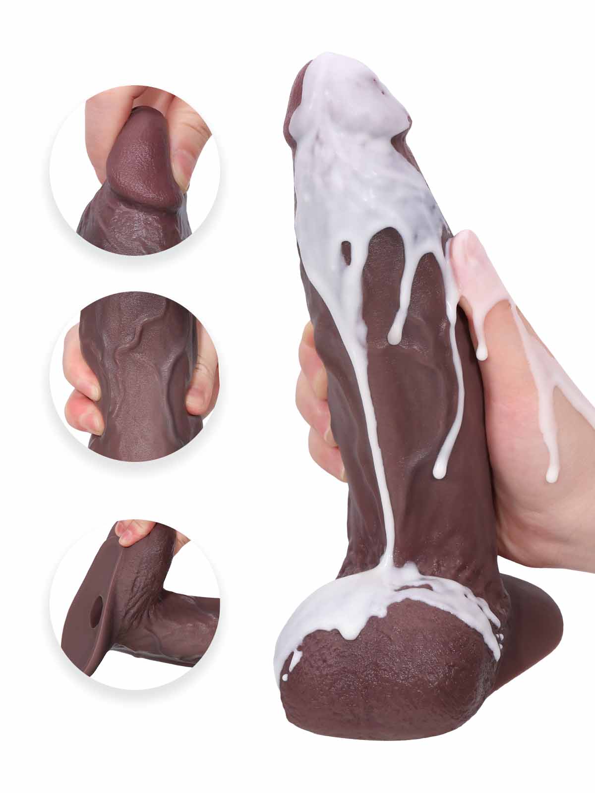 Clark 8.7 Inch Brown Thick Realistic Dildo Vac-U-Lock Compatible