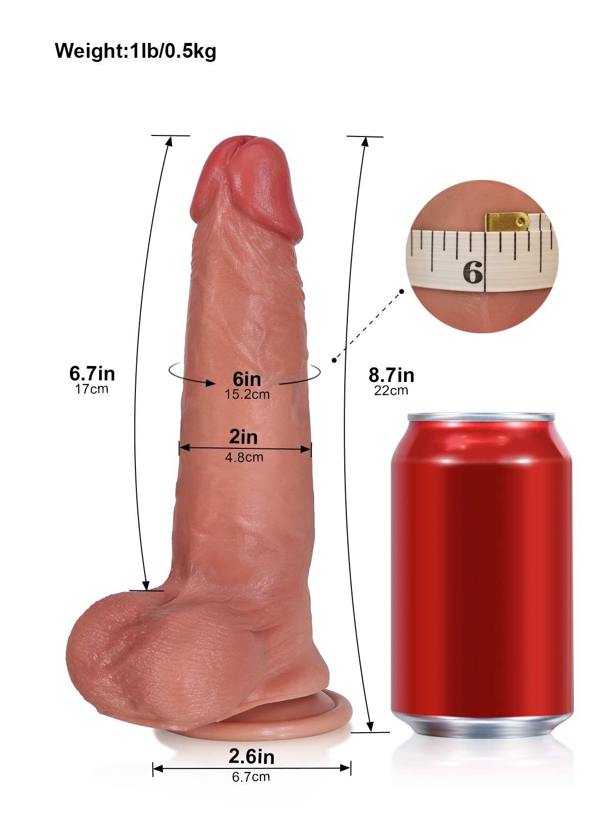Cody 8.7 Inch Silky Silicone Brown Sliding Skin Dildo With Ball