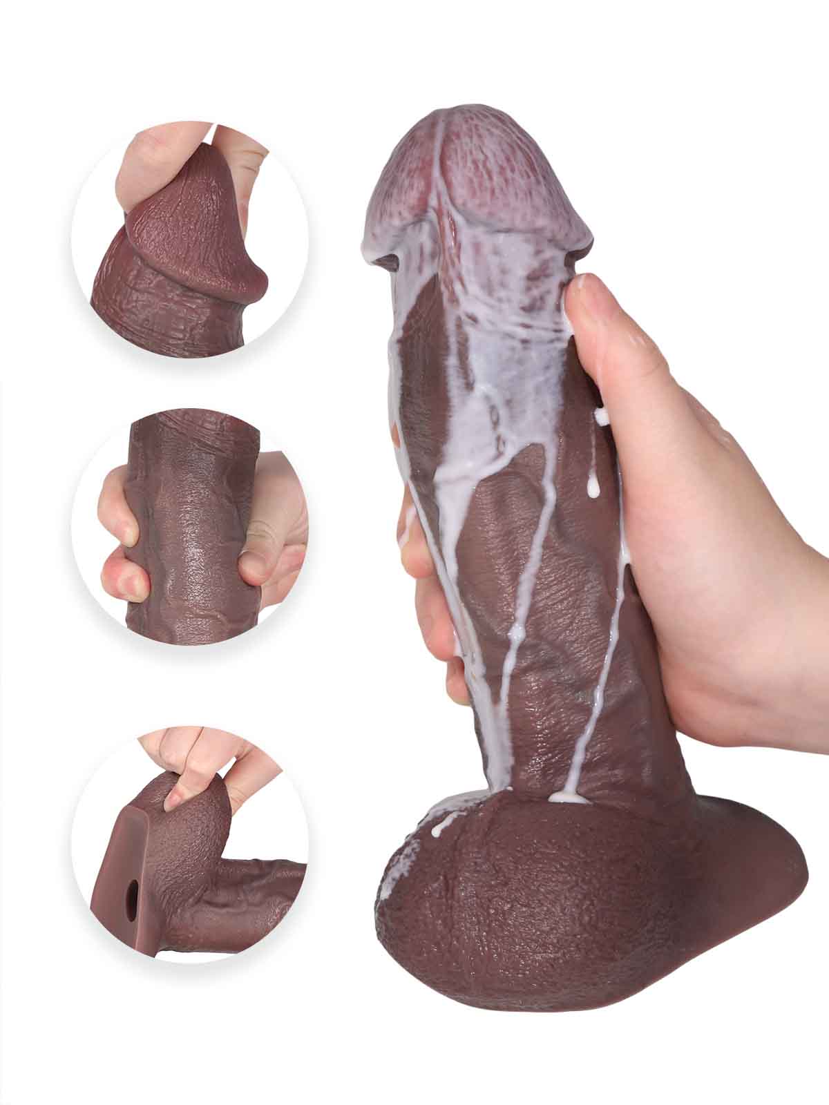 Diego 9 Inch Brown Real Life Sliding Skin Realistic Dildo