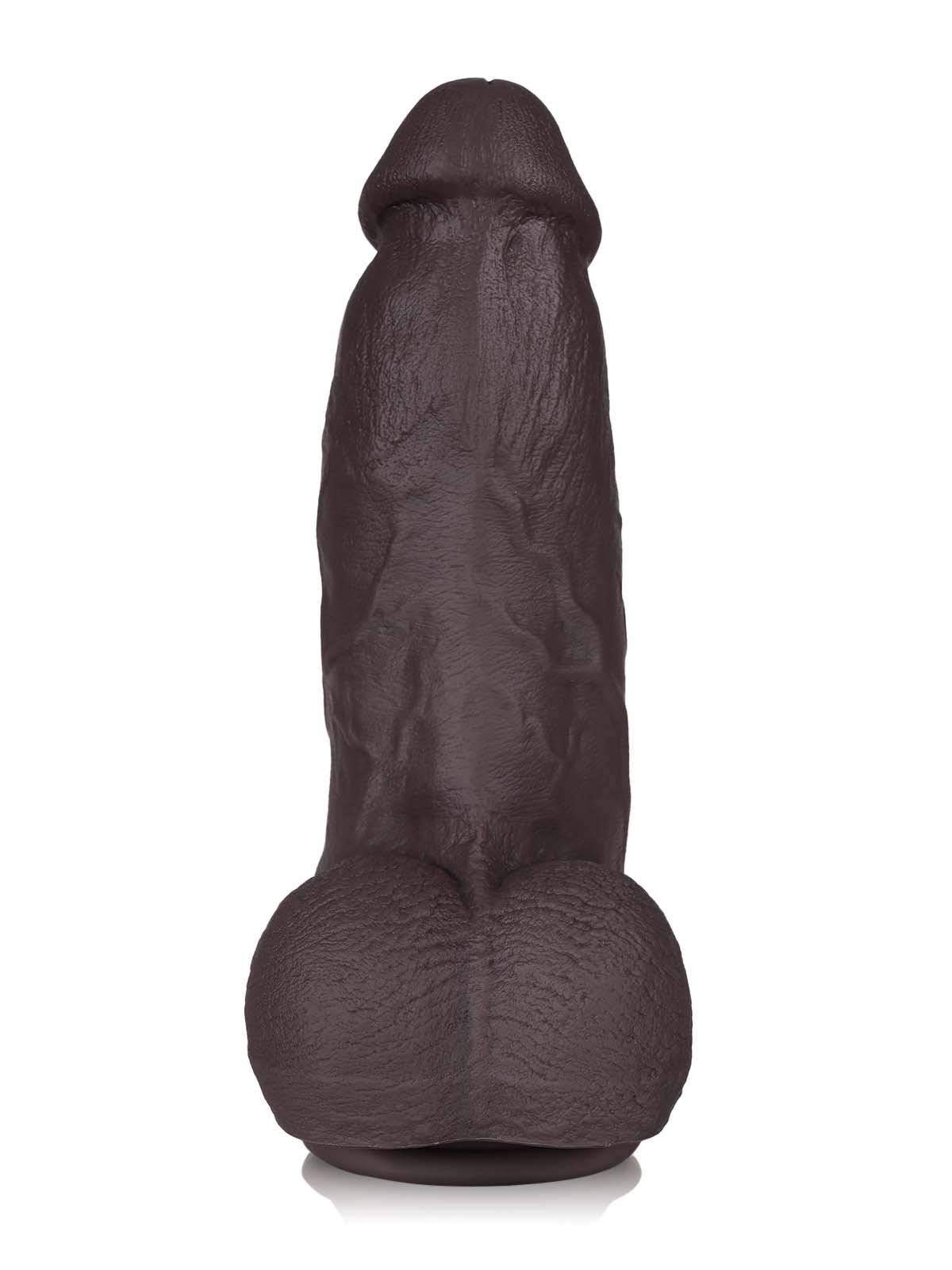 Elias 9.4 Inch Short Thick Black Vibrating Dildo