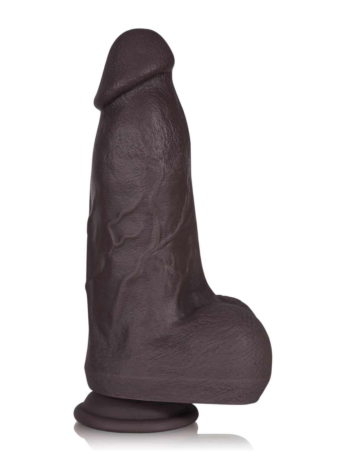 Elias 9.4 Inch Short Thick Black Vibrating Dildo