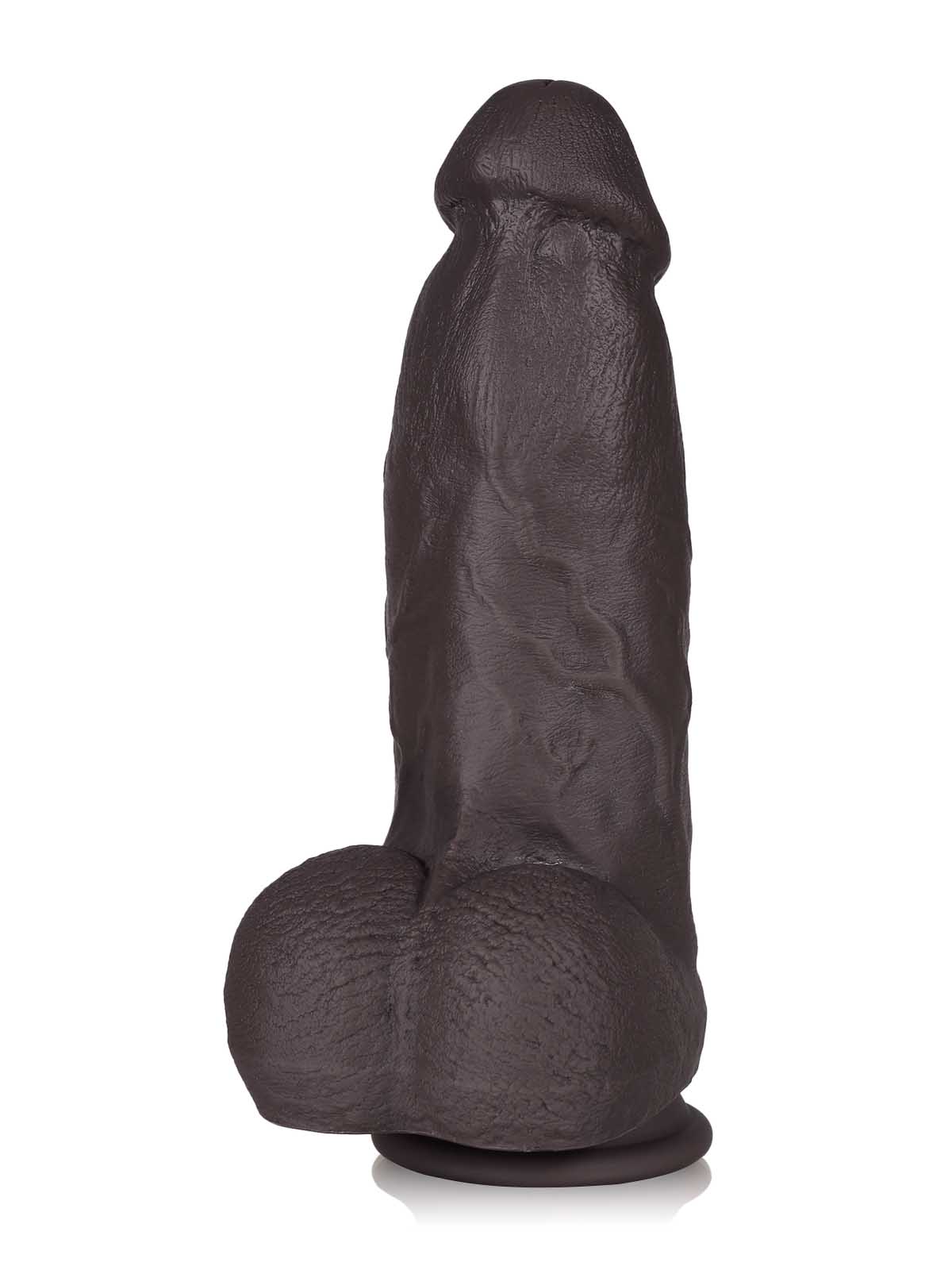 Elias 9.4 Inch Short Thick Black Vibrating Dildo