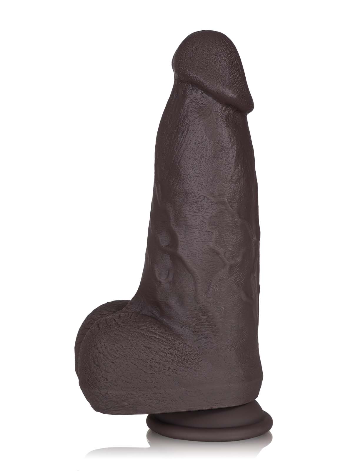 Elias 9.4 Inch Short Thick Black Vibrating Dildo