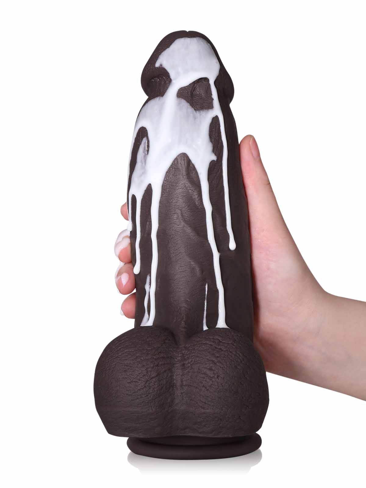 Elias 9.4 Inch Short Thick Black Vibrating Dildo