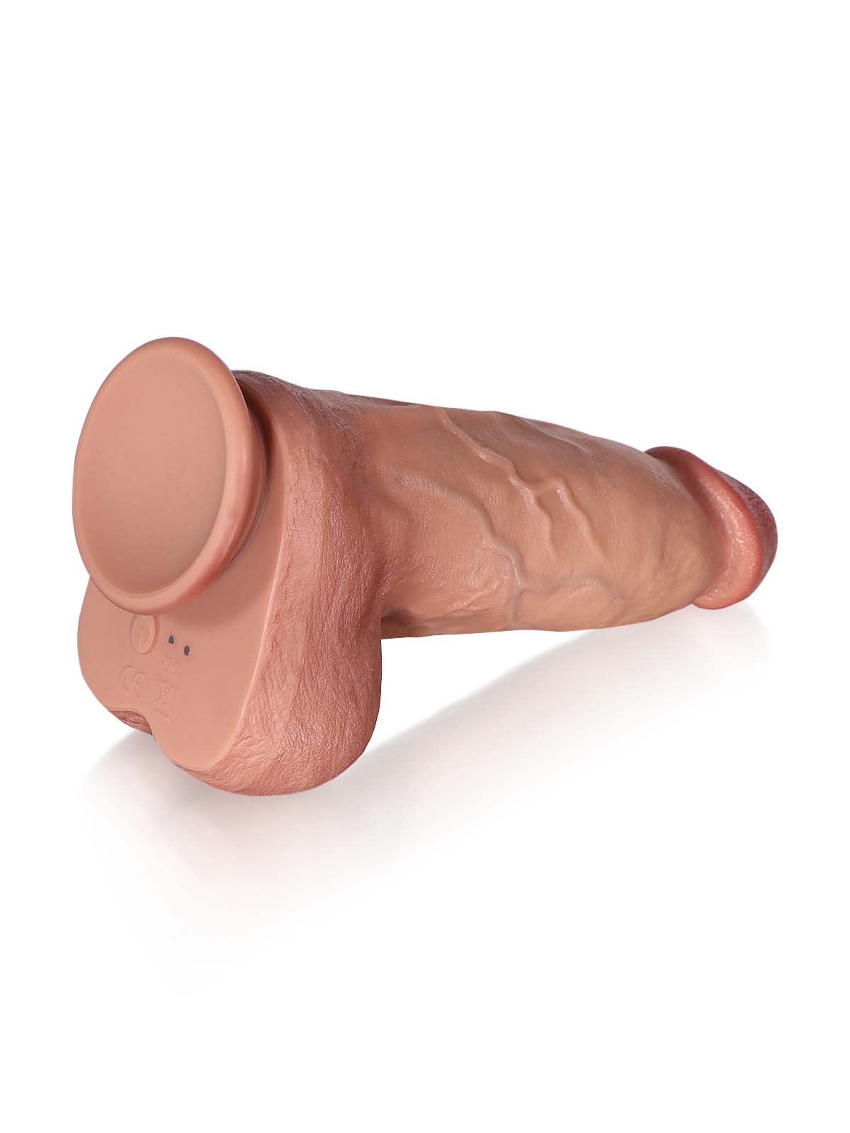 Elias 9.4 Inch Short Thick Brown Vibrating Dildo