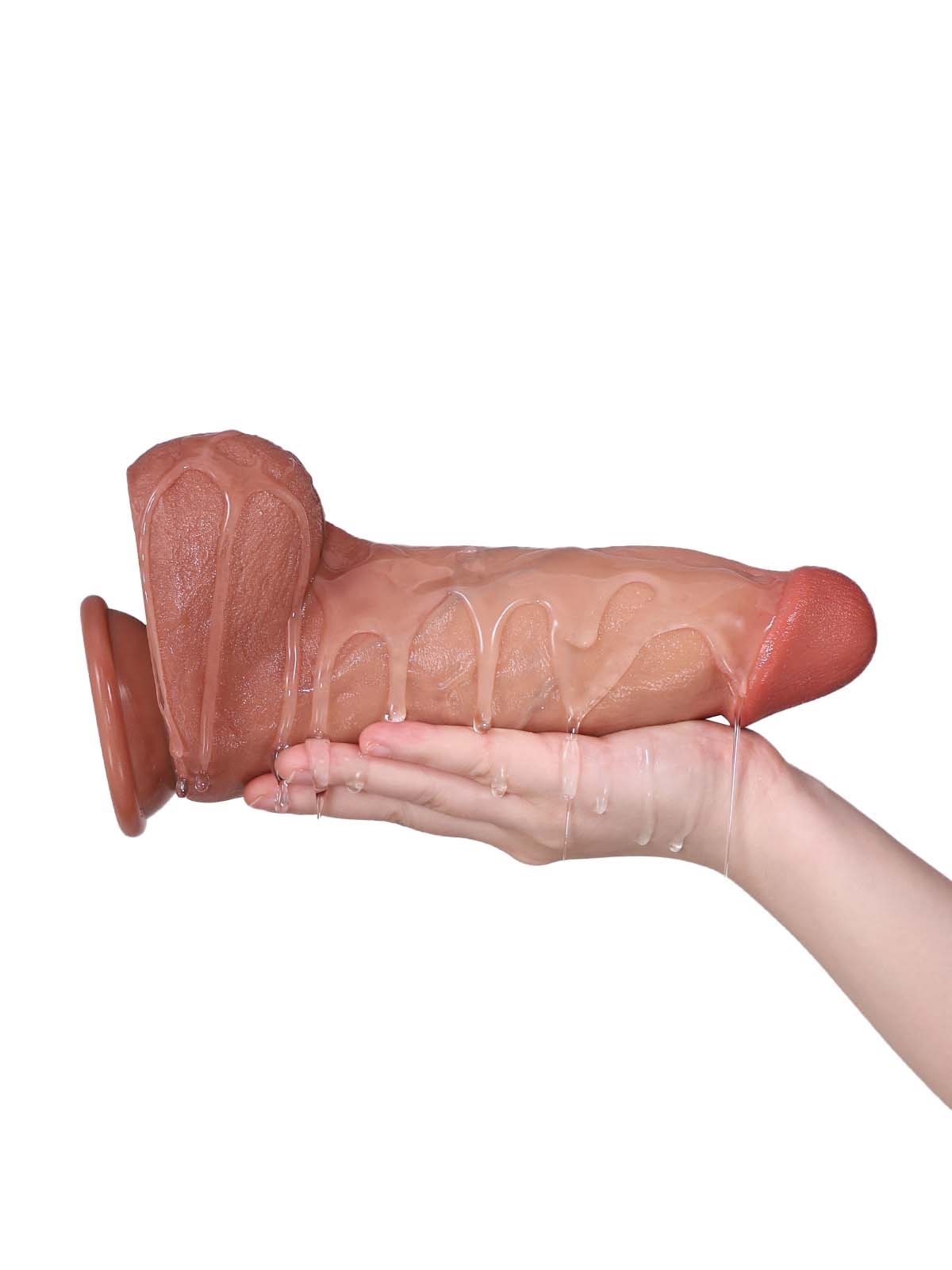 Elias 9.4 Inch Short Thick Brown Vibrating Dildo