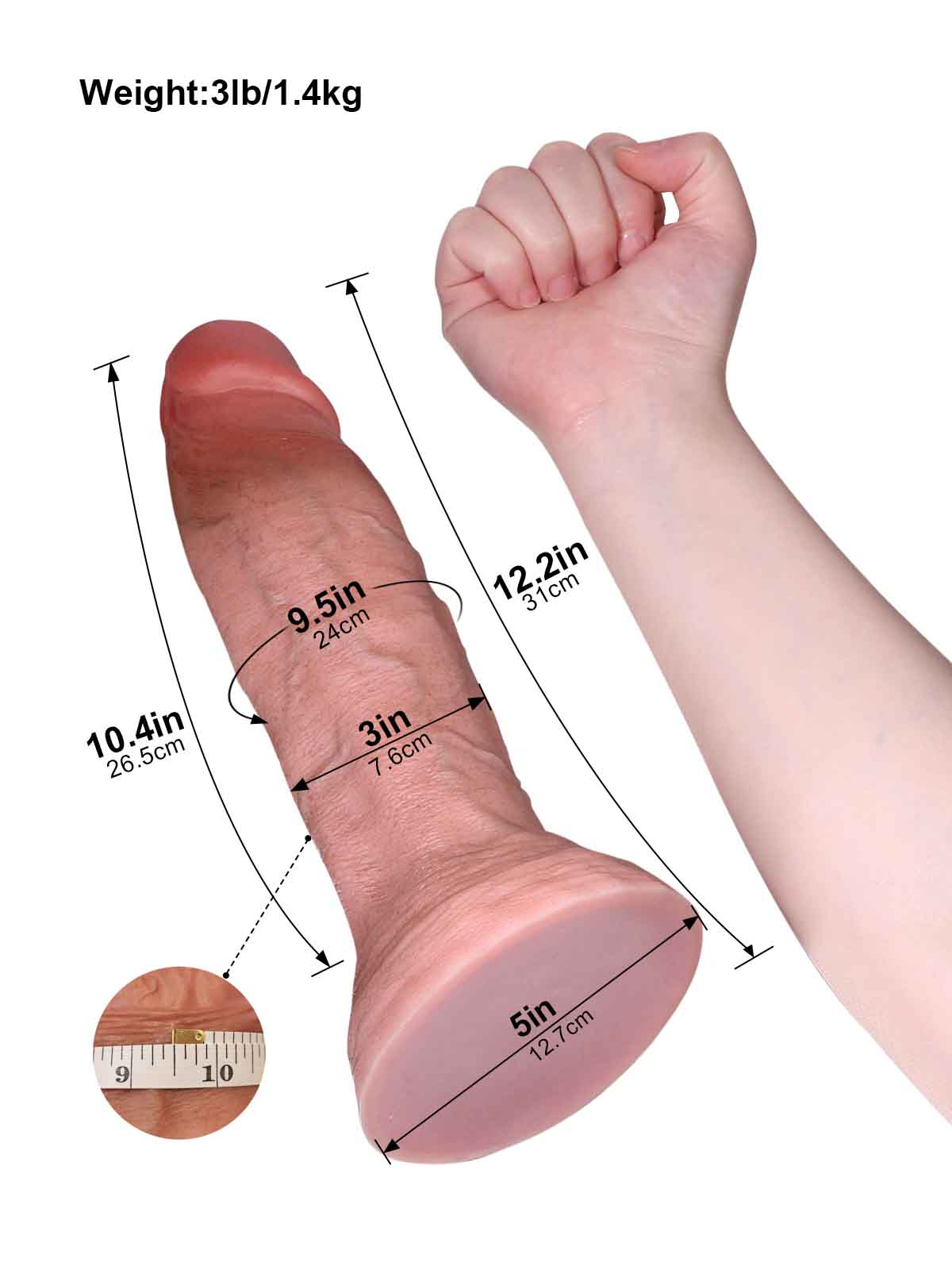 Ivan 12.2 Inch Giant Huge Flesh Realistic Dildo