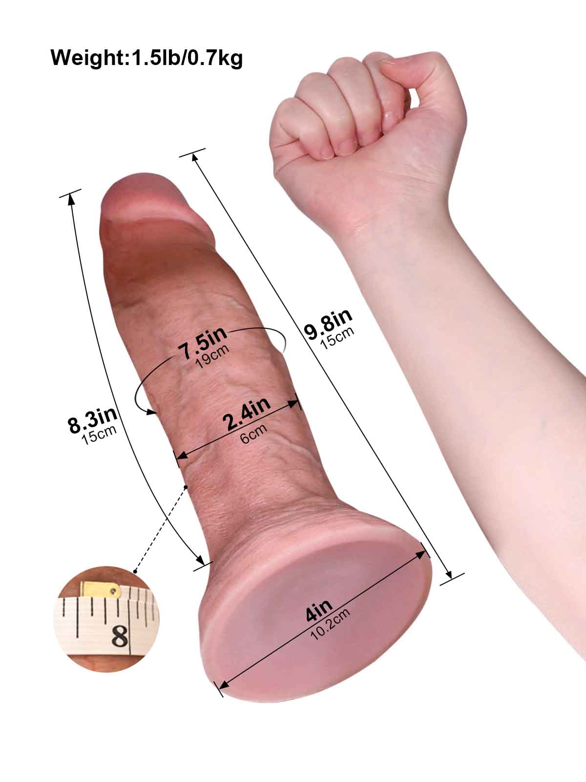 Ivan 9.8 Inch Thick Huge Flesh Realistic Dildo