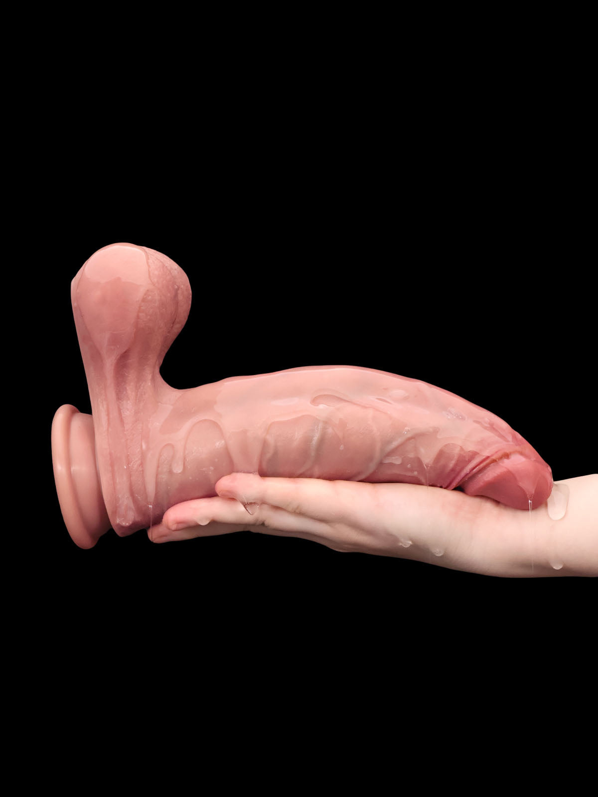 Jaden 9.3" Curved G-Spot Silicone Dildo with Swinging Balls — Realistic, Body-Safe & Suction-Cup Base