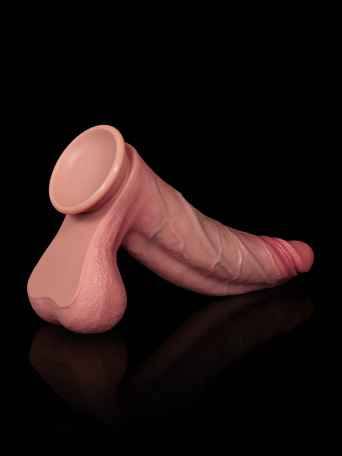 Jaden 9.3" Curved G-Spot Silicone Dildo with Swinging Balls — Realistic, Body-Safe & Suction-Cup Base