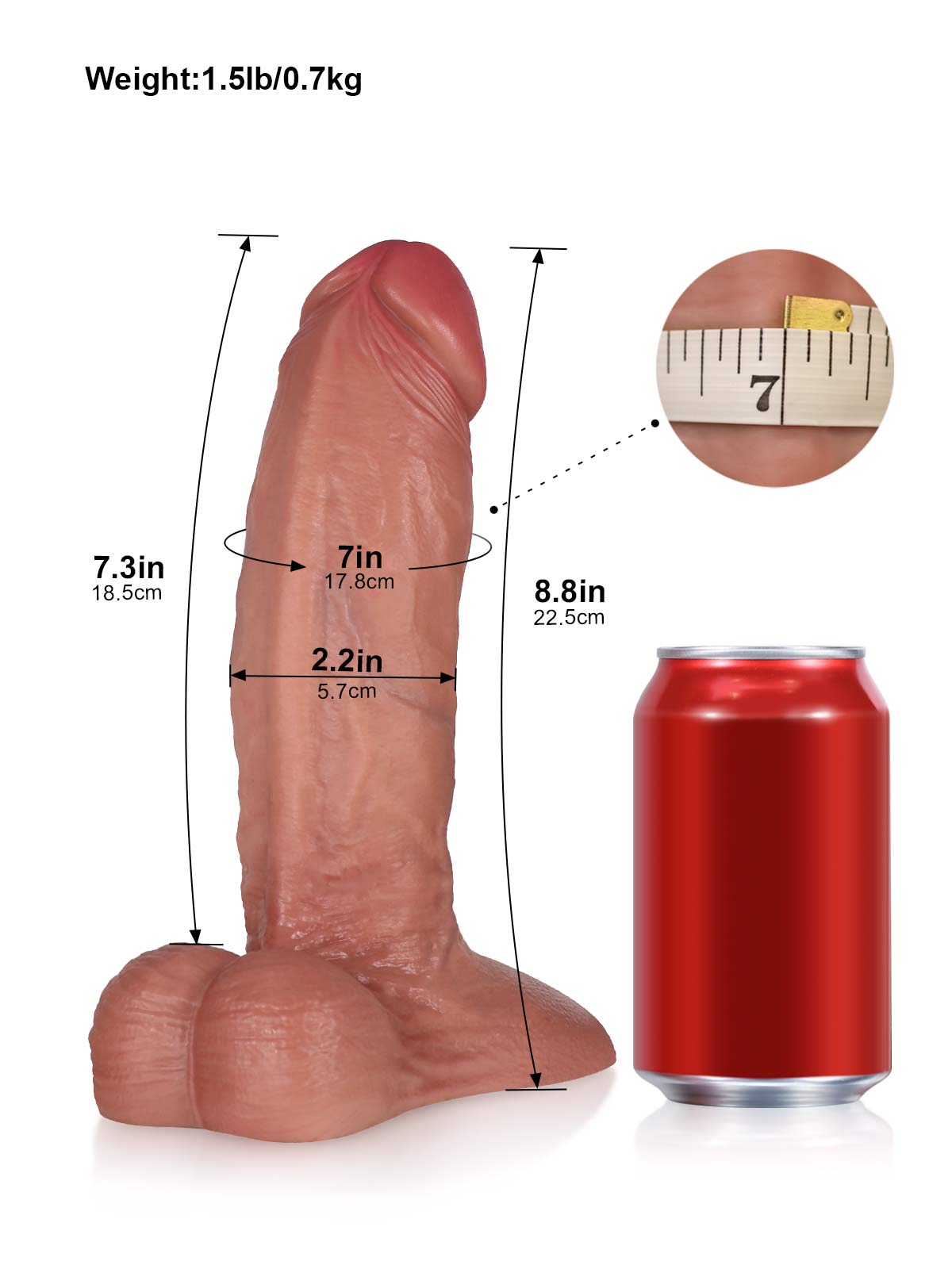 Julian 8.8 Inch Thick Realistic Dildo Vac-U-Lock Compatible