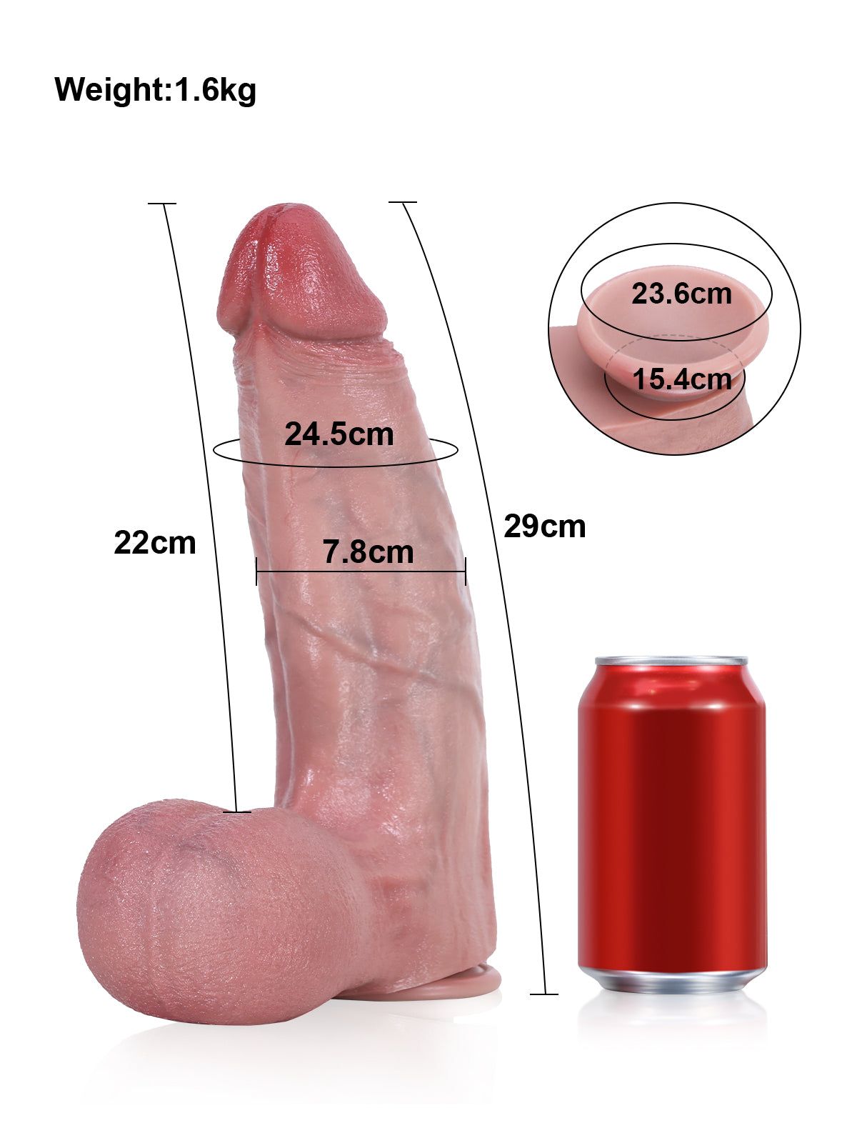 Lee 11.4" Extra Thick Realistic Silicone Dildo with Triple Raised Veins & Suction Cup