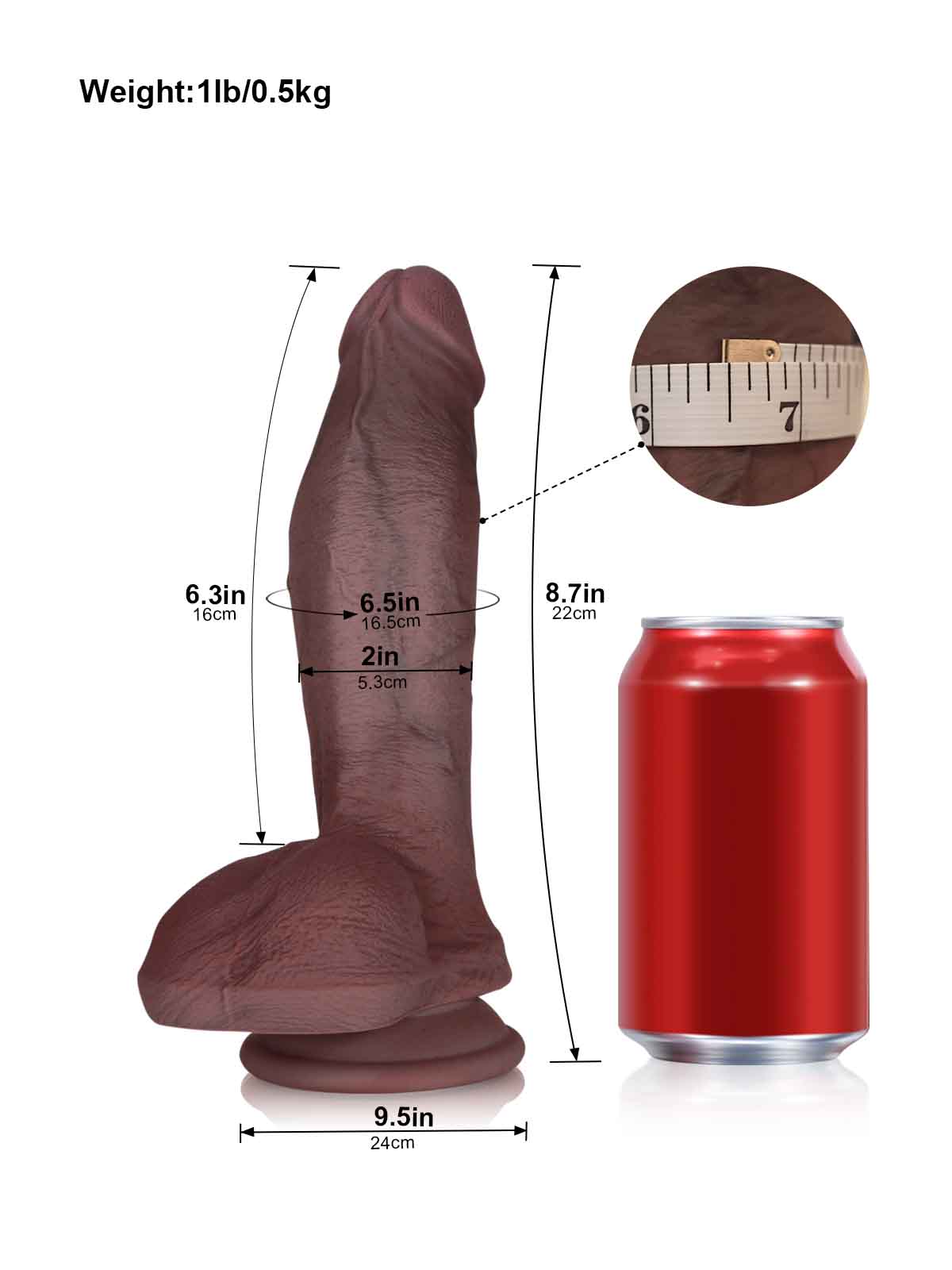 Leon 8.7 Black Thick Realistic Dildo