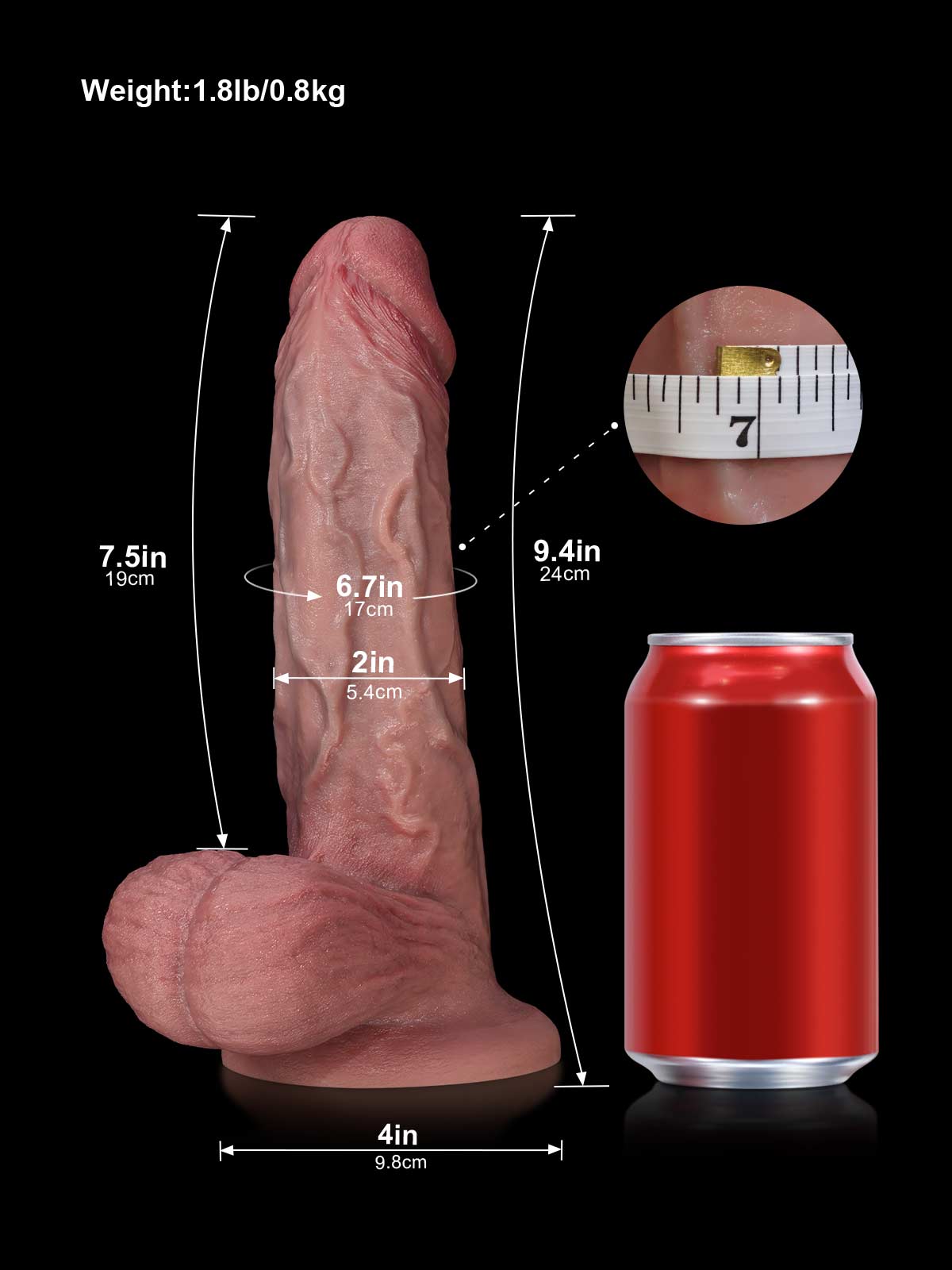 Louis 9.4 Inch Flesh Thick Realistic Dildo Vac-U-Lock Compatible
