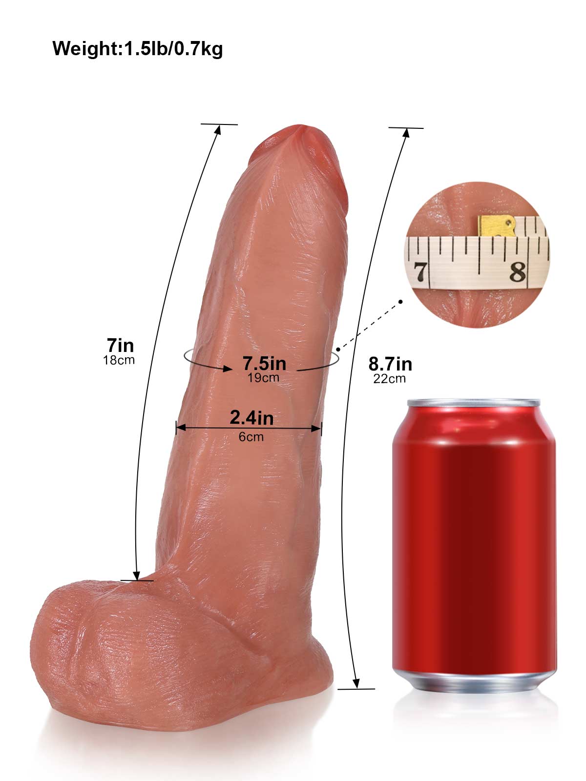 Luke 8.7 Inch Thick Sliding Skin Dildo With Ball Vac-U-Lock Compatible