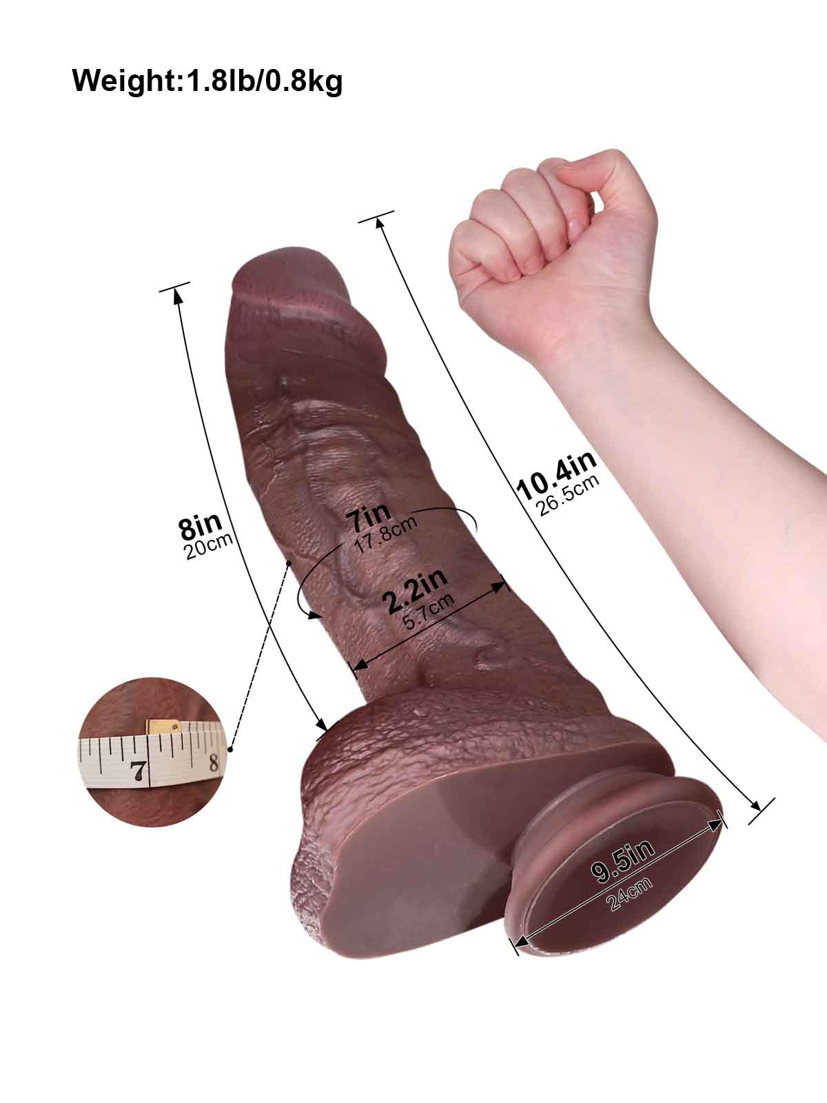 Marco 10.4 Inch Black Huge Realistic Dildo