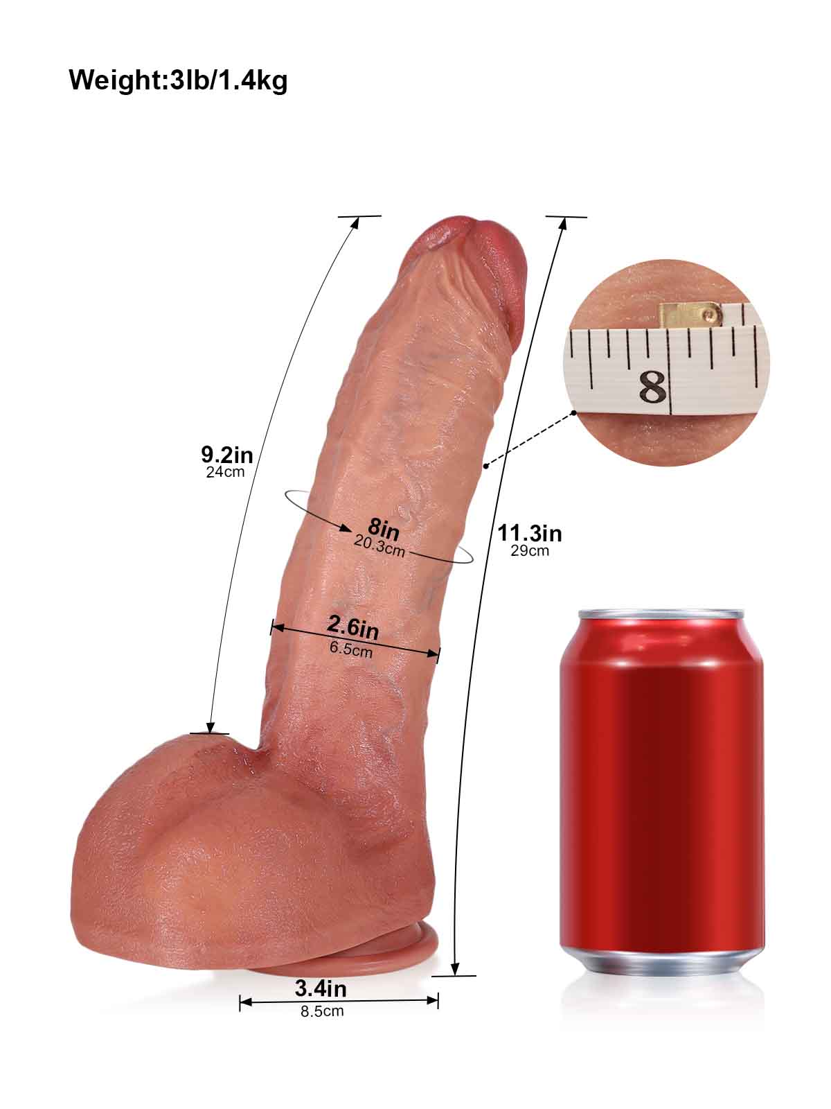 Marcus 11.3 Inch Thick Huge Vibrating Dildo