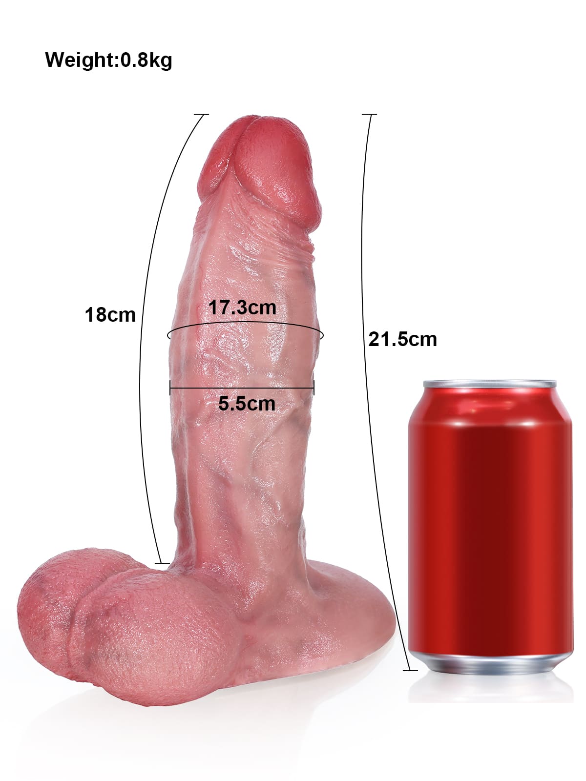 Matt 8.5 Inch 3D Thick Dildo With Swinging Balls & Vac U Lock Suction Cup