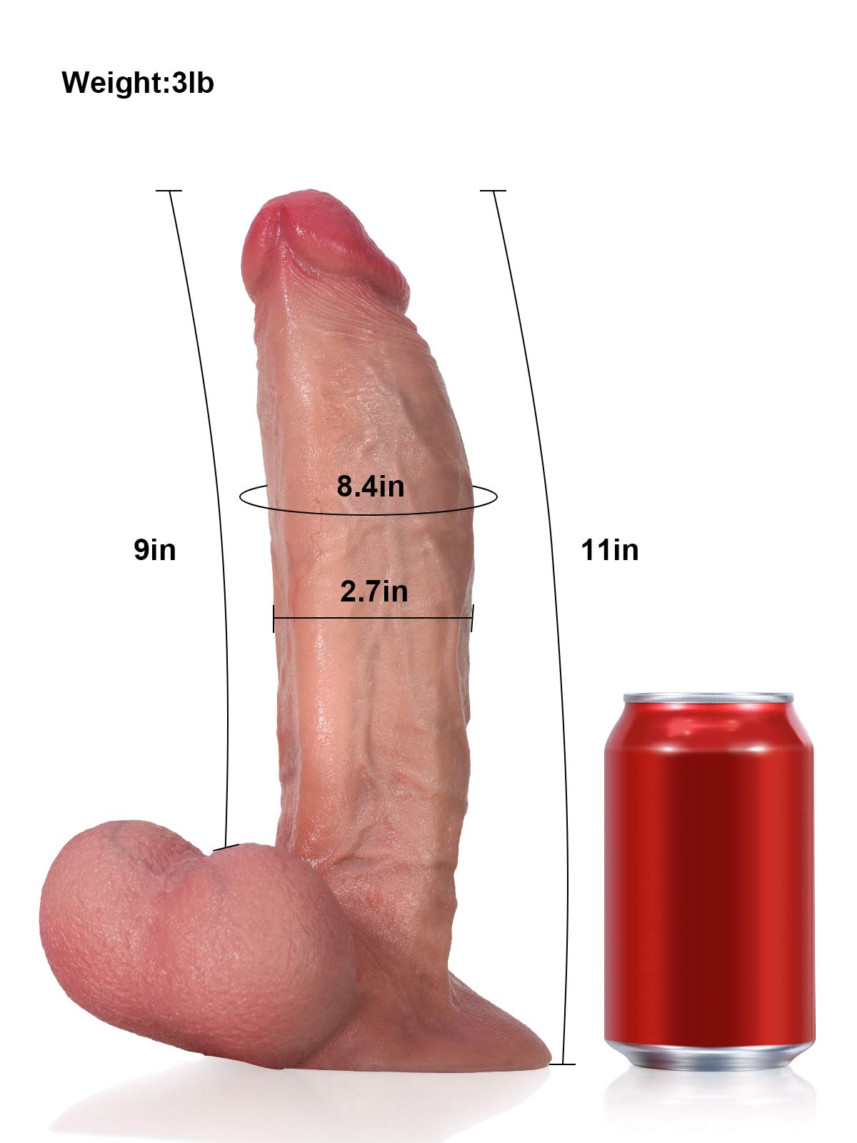 Mike 11 Inch 3D Extra Thick Dildo With Swinging Balls & Vac U Lock Suction Cup