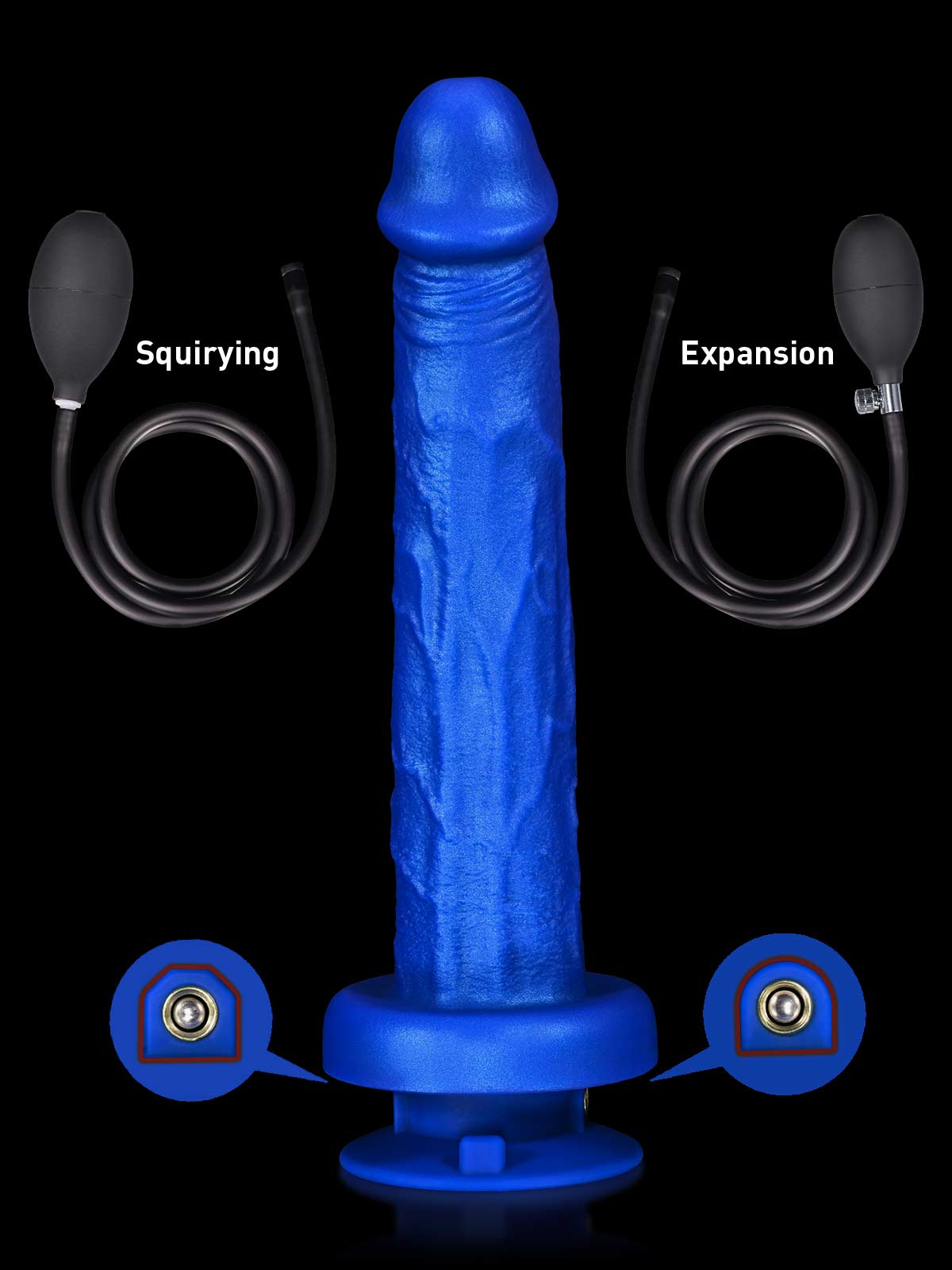Philip 11.5 Inch Blue Fantasy Squirting Dildo Inflatable Anal Plug