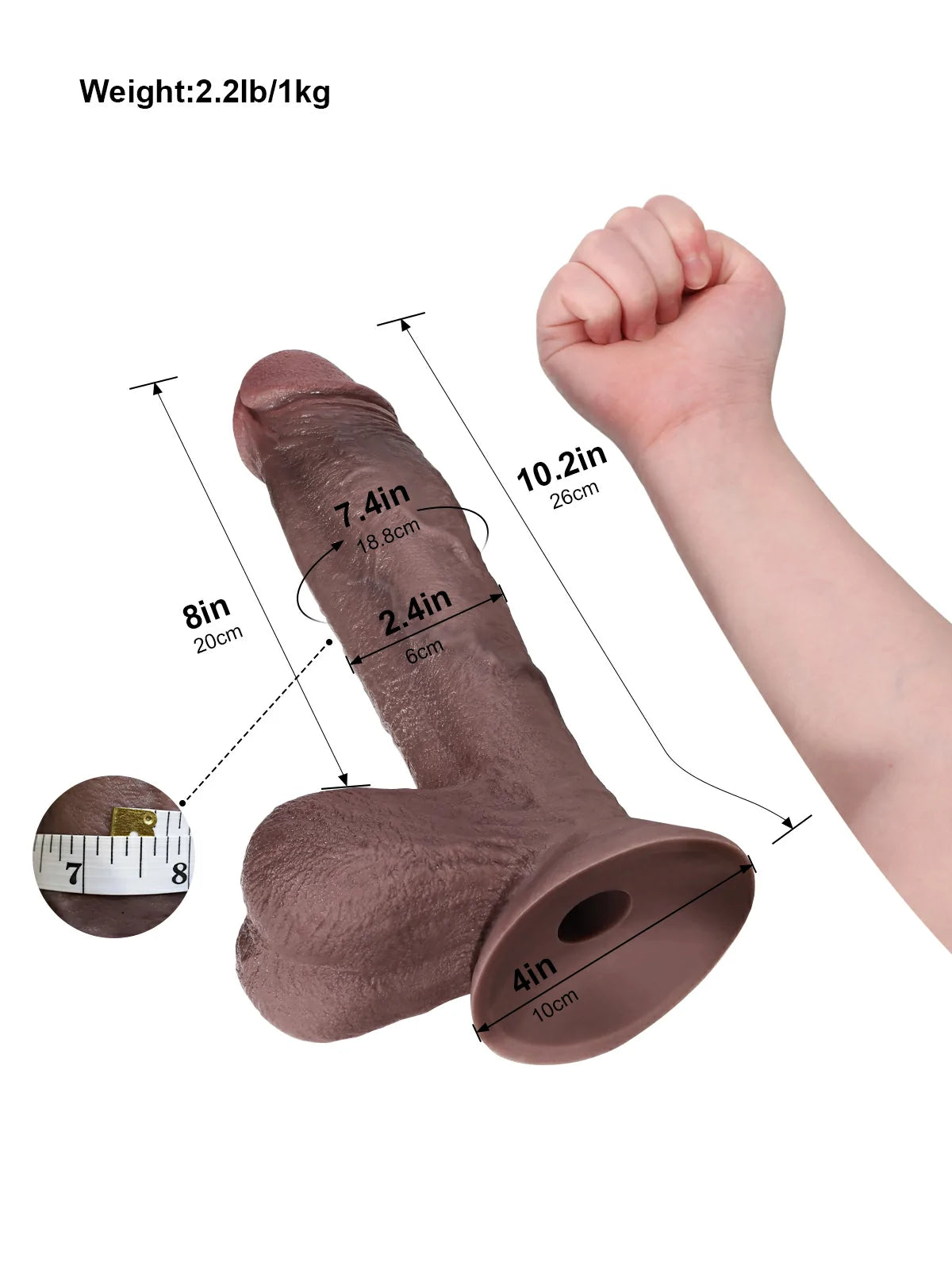Preston 10.2 Inch Brown Thick Realistic Dildo Vac-U-Lock Compatible