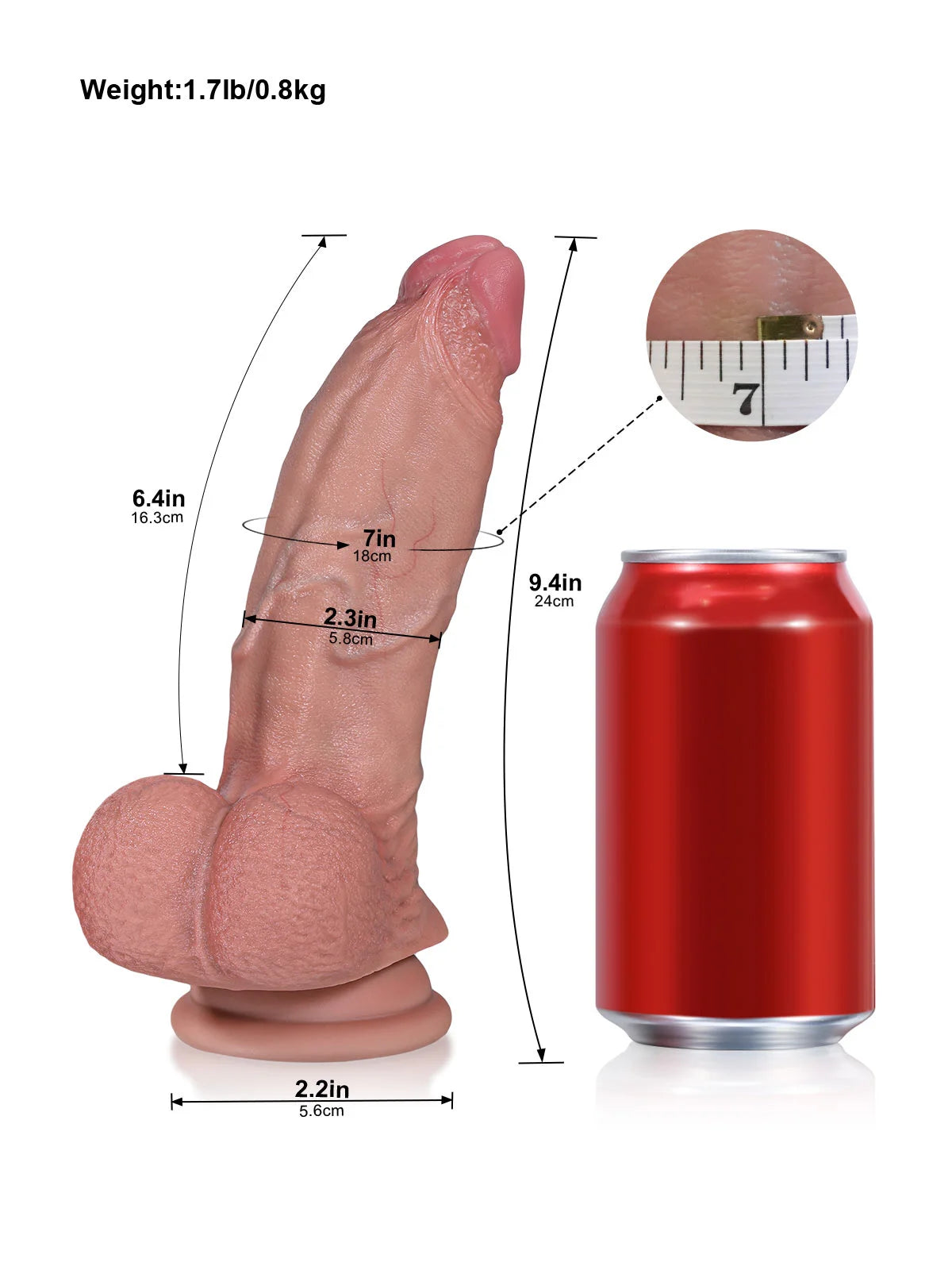 Rafael 6.4" Short Thick Curved Dildo & Two Slippery Testicles