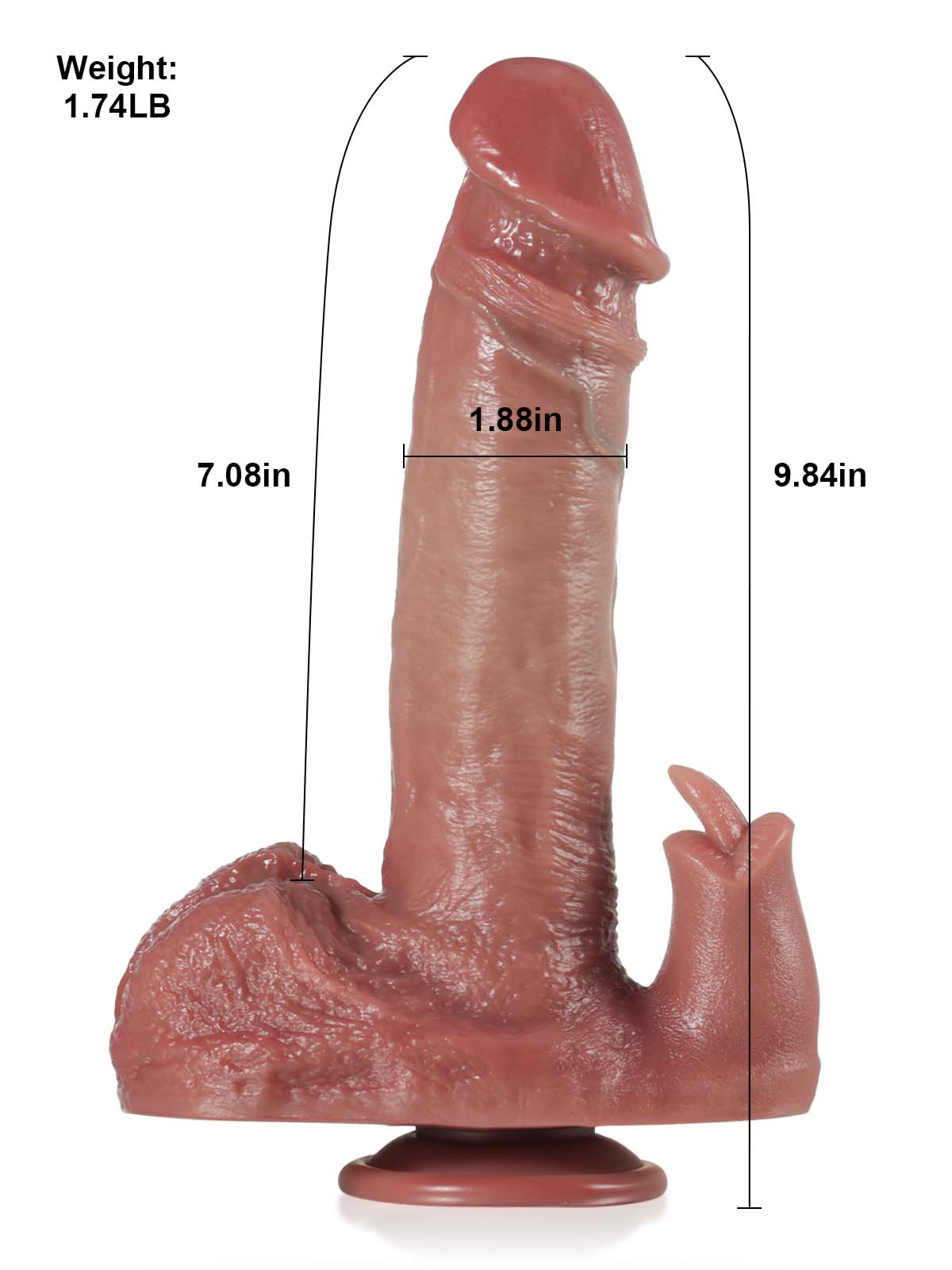 Ramon 9.8" x 1.8" Rabbit G Spot 10 Modes Vibrating & Thrusting Dildo