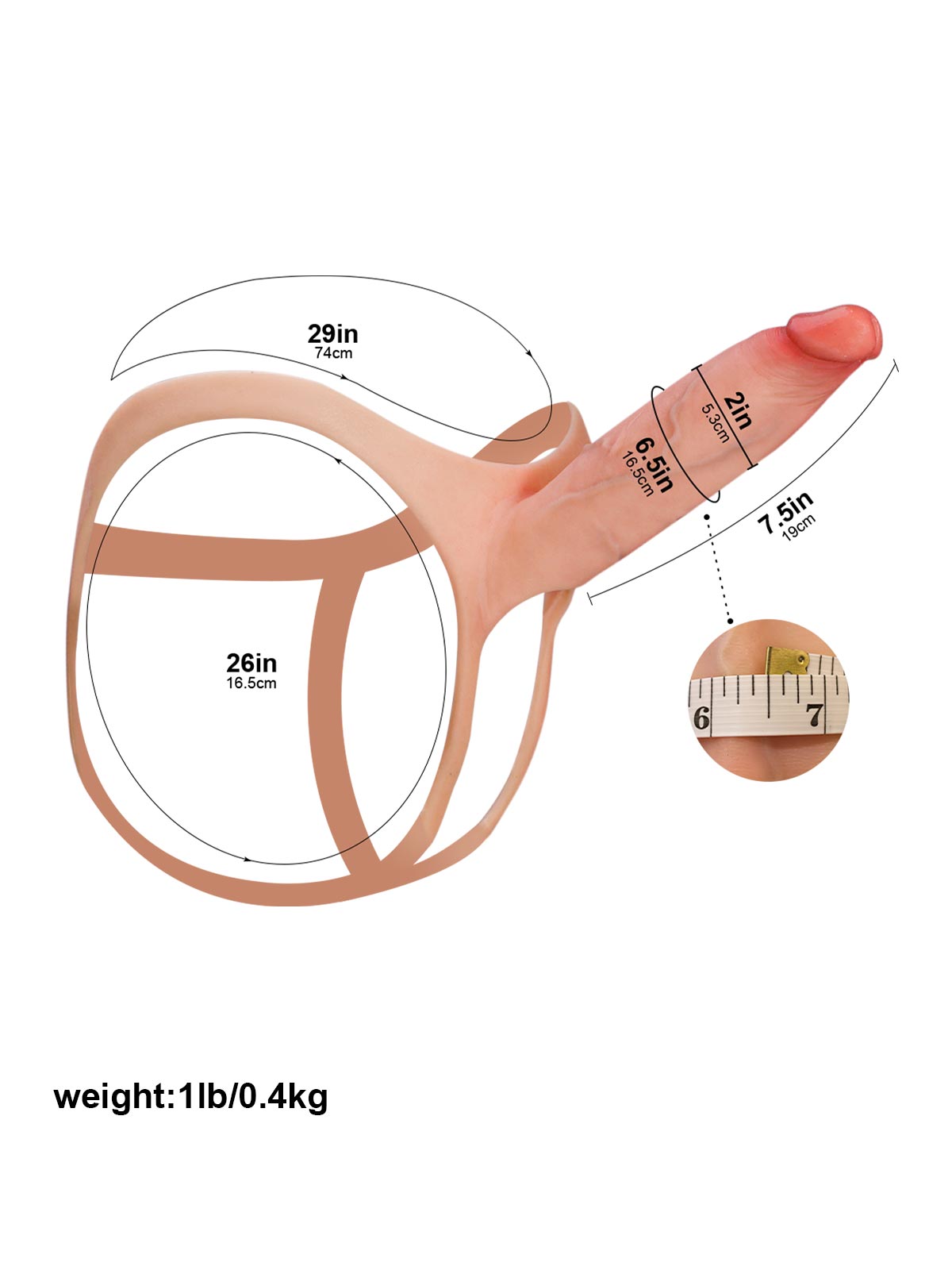 Ryder 7.5 Inch Wearable Hollow Strap-On Dildo ED Cock Sleeve