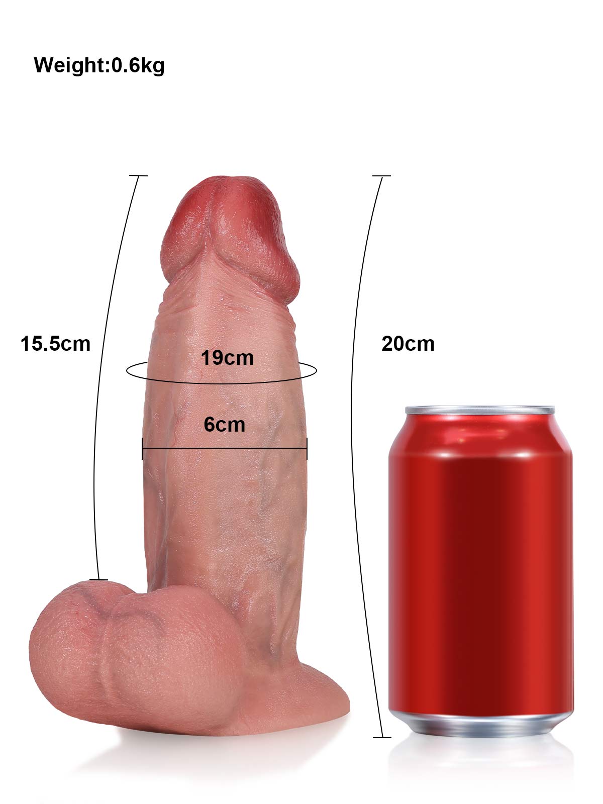 Sam 8 Inch 3D Thick Dildo With Swinging Balls & Vac U Lock Suction Cup