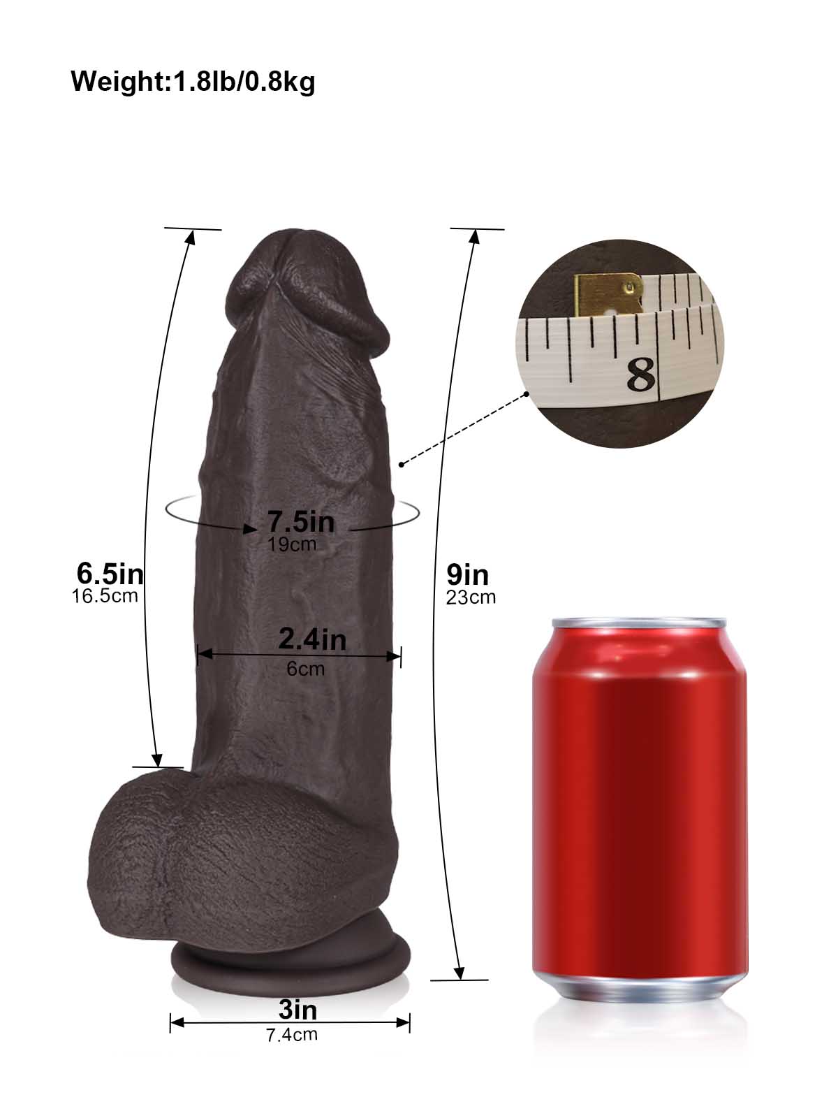 Theo 9 Thick Black Vibrating Dildo