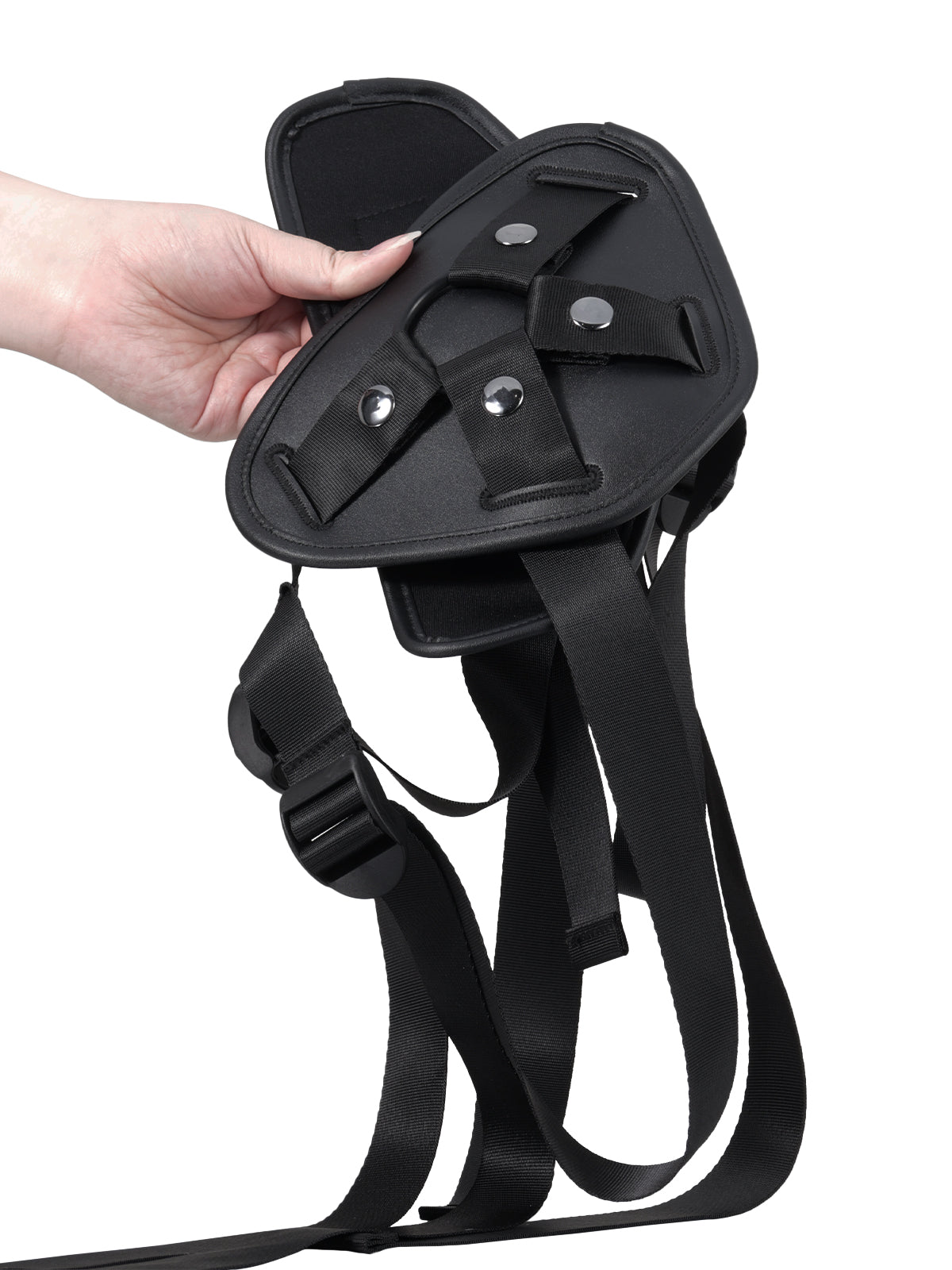 Thickened Black Strap Features Rings In 3 Sizes.