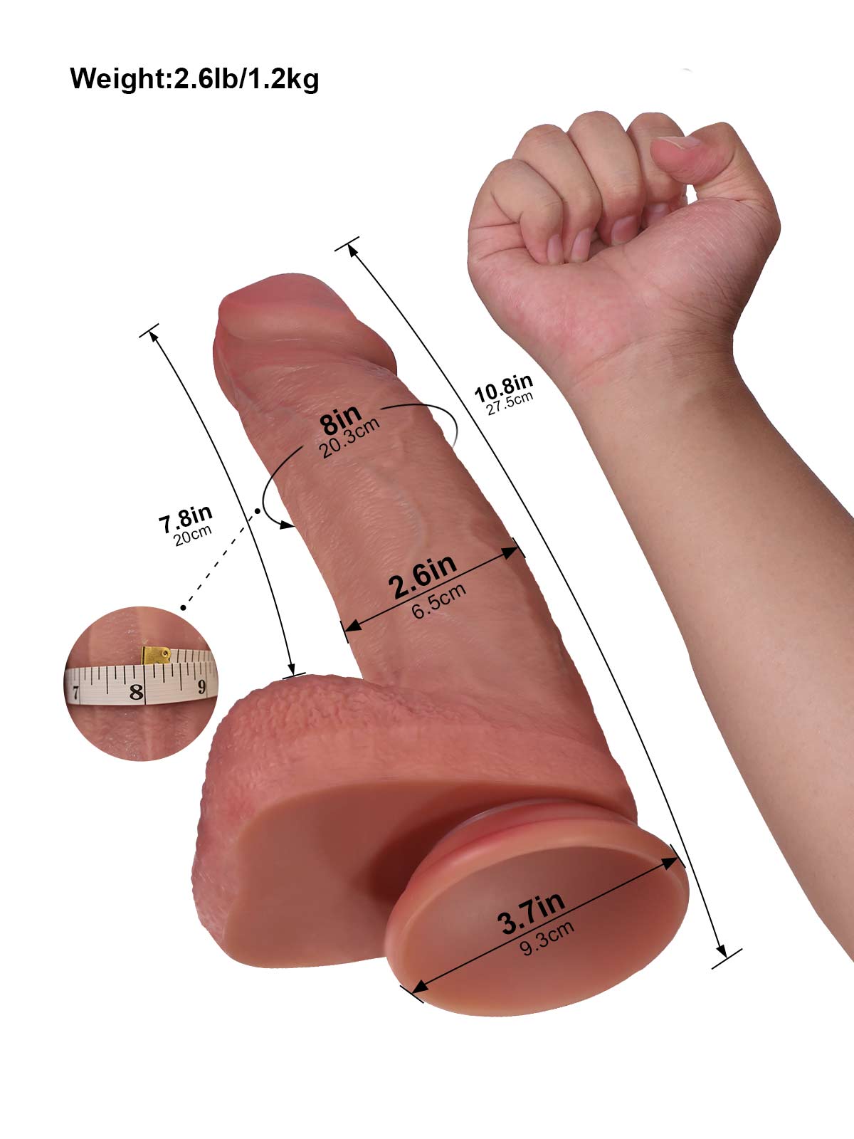 Tyler 10.8 Inch Thick Dual Density Dildo