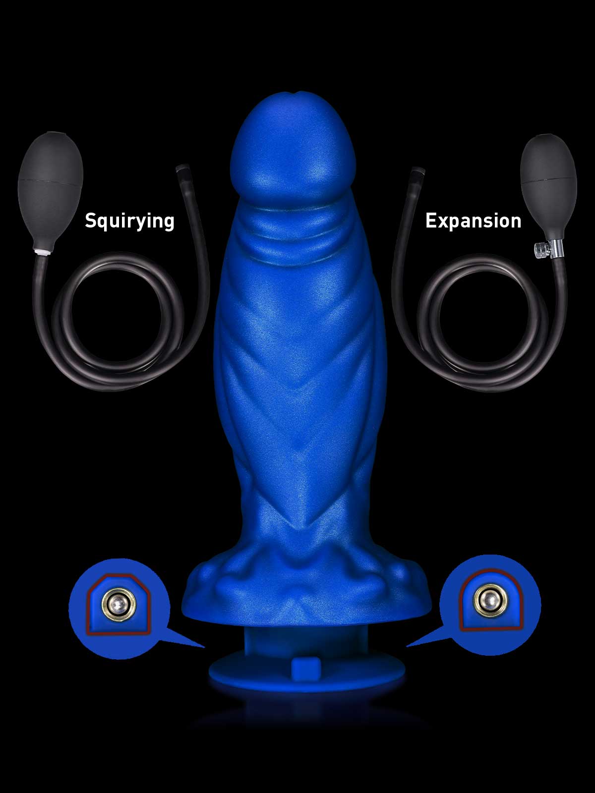 Victor 9.8 Inch Blue Thick Fantasy Squirting Dildo Inflatable Anal Plug