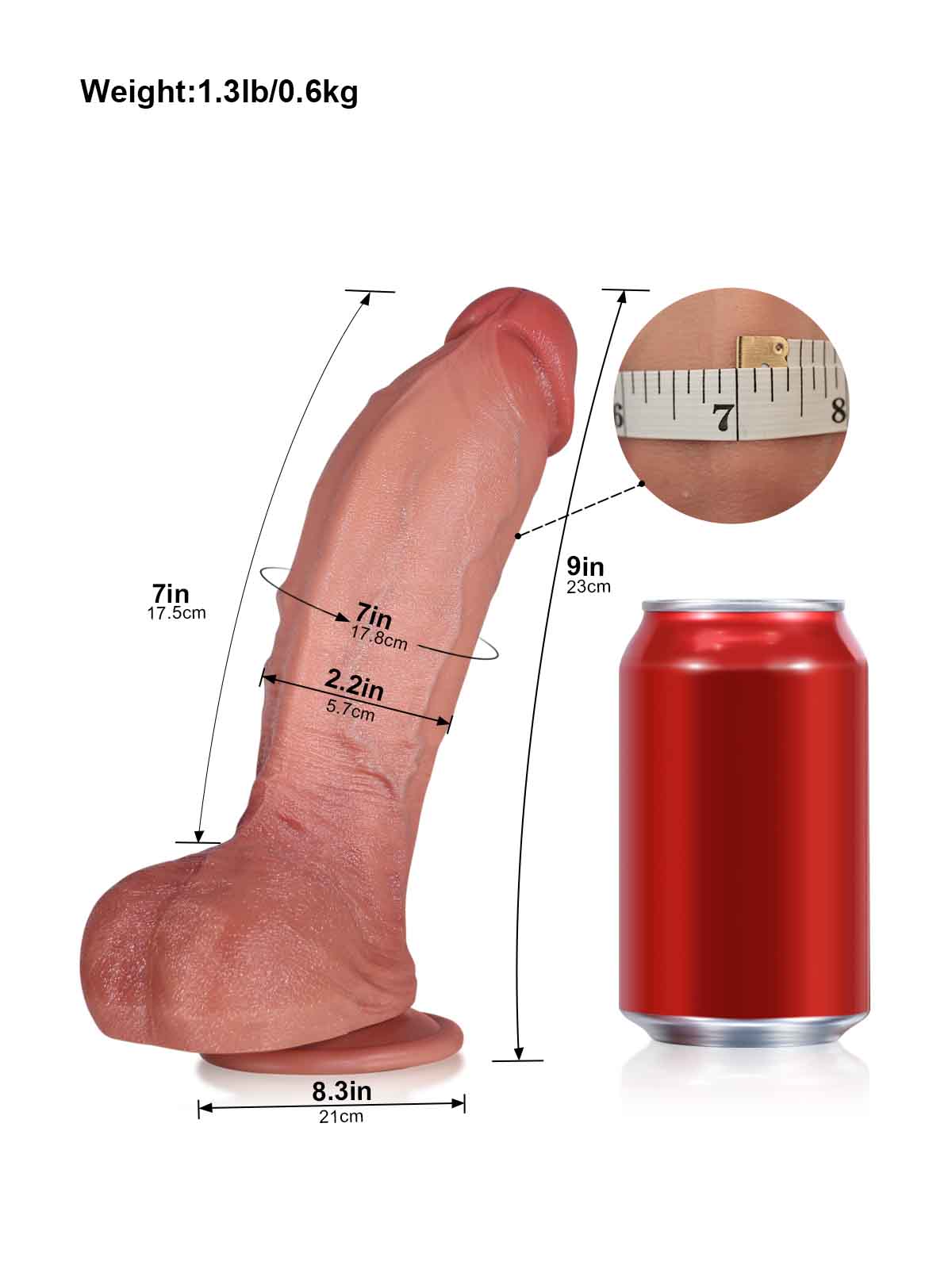 Victor 9 Inch Fat Thick Realistic Dildo