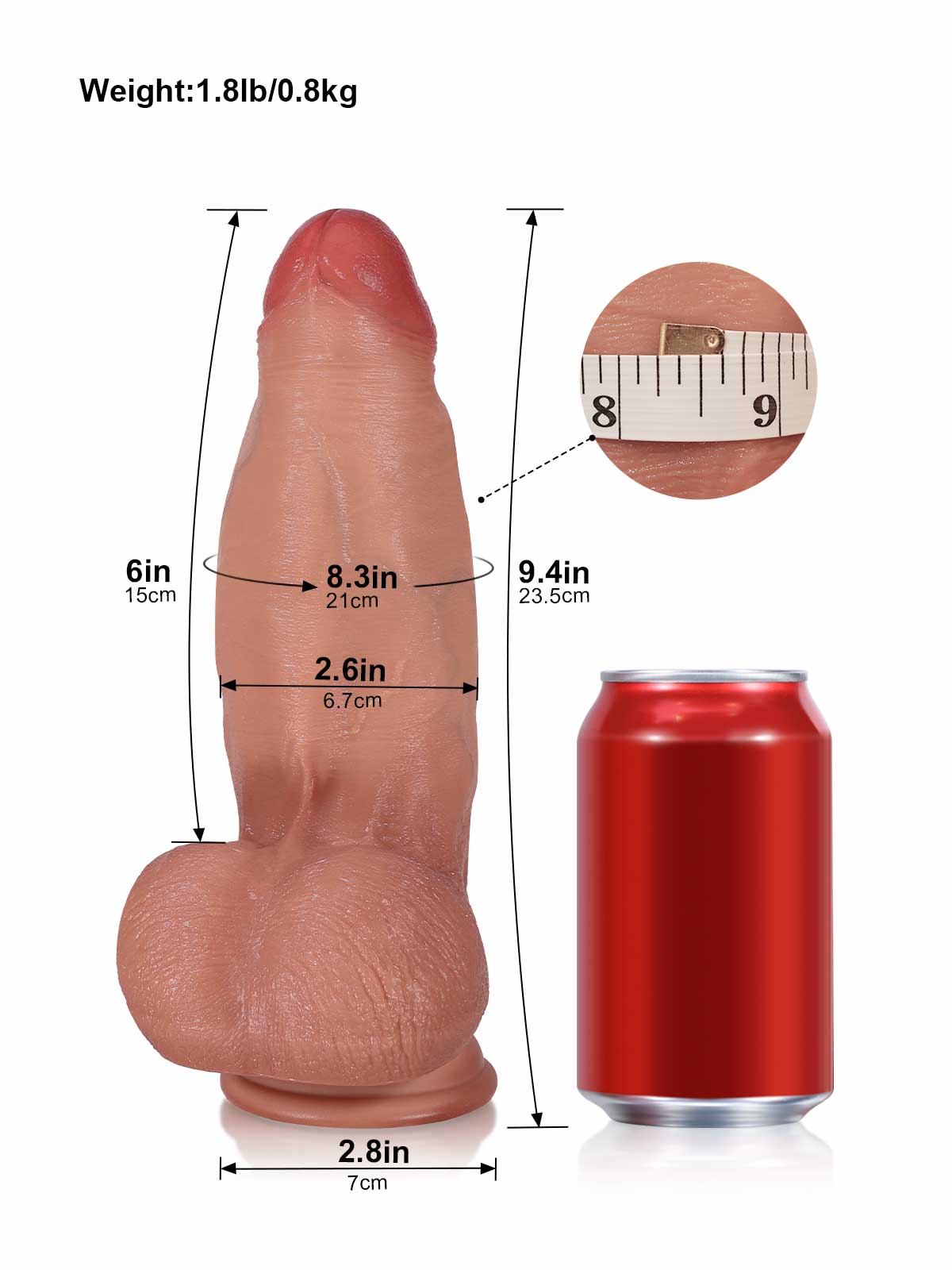 Vincent 9.4 Inch Fat Thick Vibrating Dildo