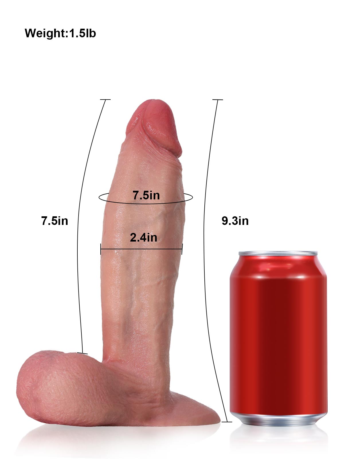 Zach 9.3 Inch 3D Thick Dildo With Swinging Balls & Vac U Lock Suction Cup