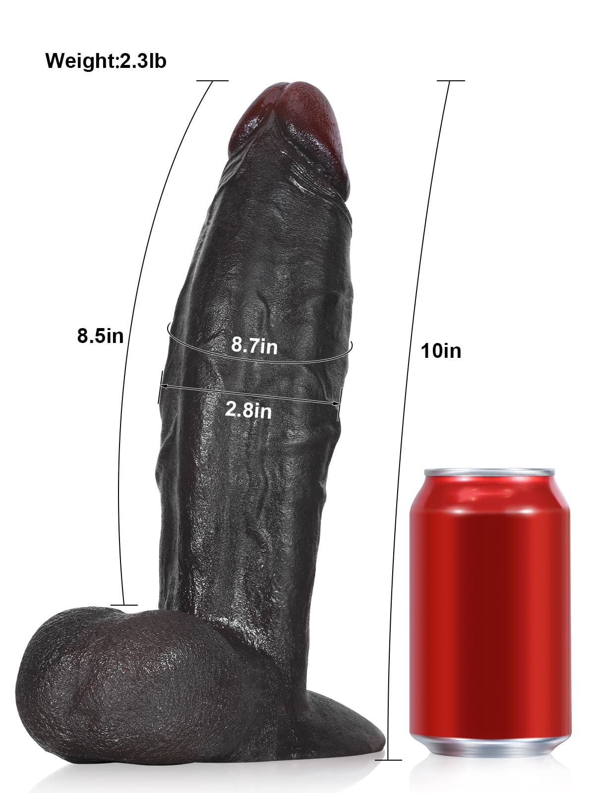 Zach 10 Inch 3D BBC Thick Dildo With Swinging Balls & Vac U Lock Suction Cup