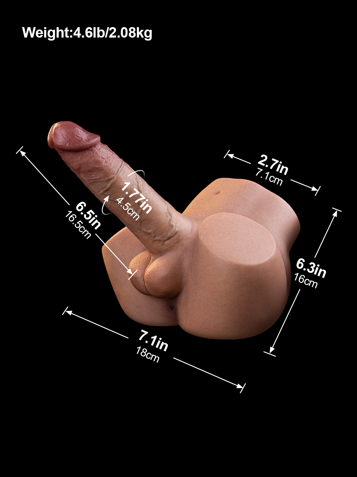 Patrick 4.6 LB 4.6LB Silicone Male Sex Torso with 6.29" Dildo