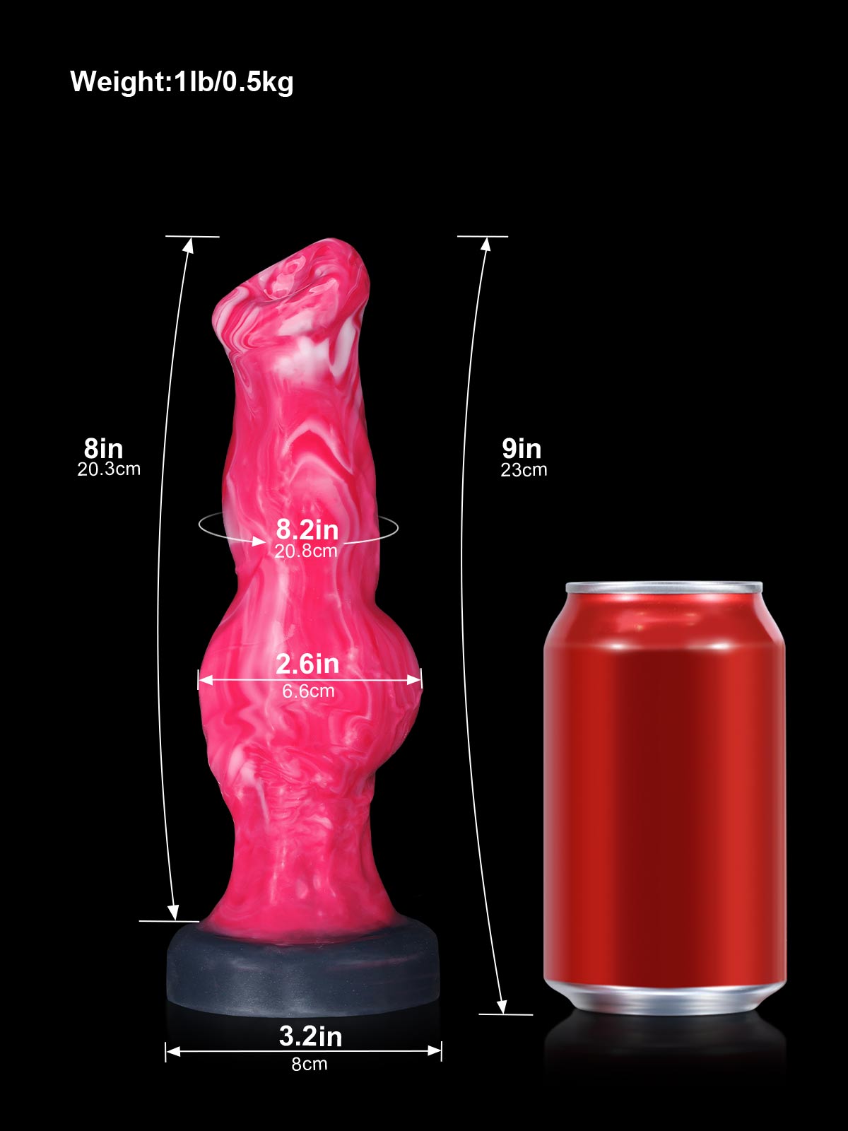 9 Inch Red Fantasy Dog Cock Anal Vibrating Dildo