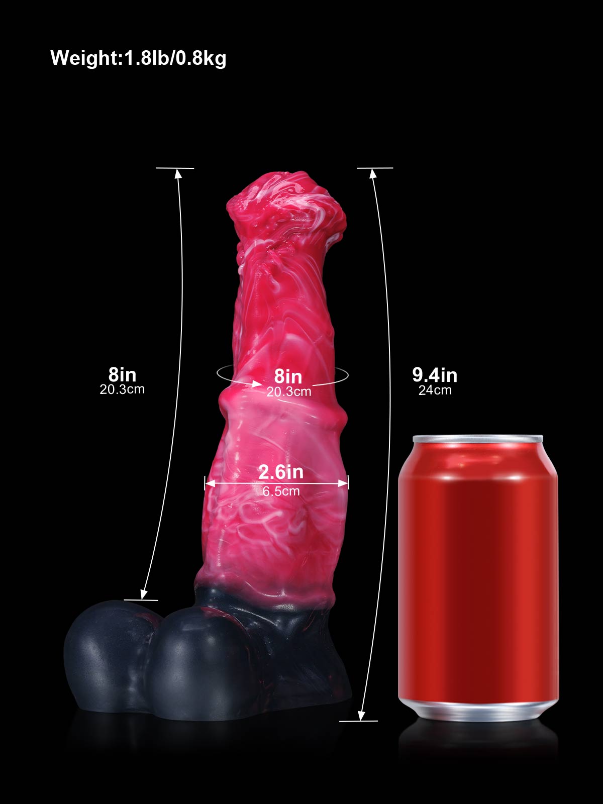 9.4 Inch Red Fantasy Huge Horse Dildo Anal Vibrating Dildo